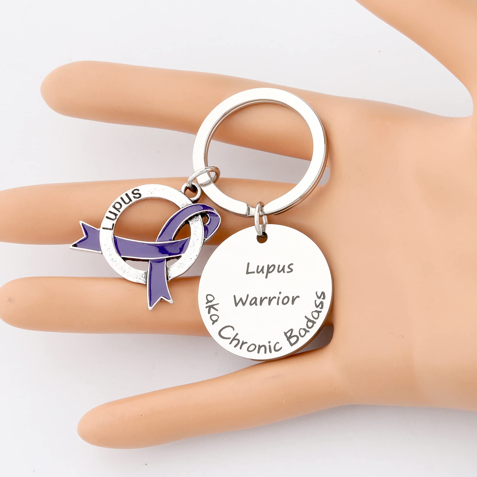 Lupus Awareness Purple Ribbon Keychain - Chronic Badass Warrior Gift for Women & Men - Support Lupus Disease Fighters - Perfect for Keyrings, Bags & Everyday Carry