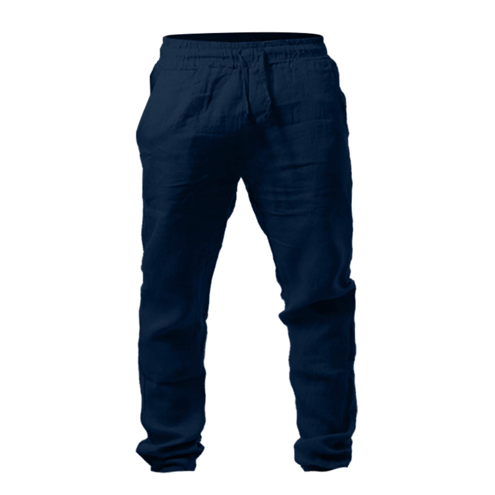 Breathable Cotton Linen Elastic Waist Pants for Men & Women - Loose Fit Casual Trousers with Solid Colors | Perfect for Travel, Work and Everyday Wear