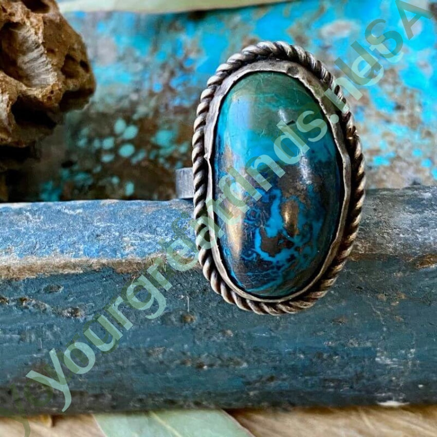 Stunning Chrysocolla Sterling Silver Ring Size 7 - Natural Black Blue Green Gemstone Jewelry for Women, Perfect for Gifts, Weddings & Boho Fashion