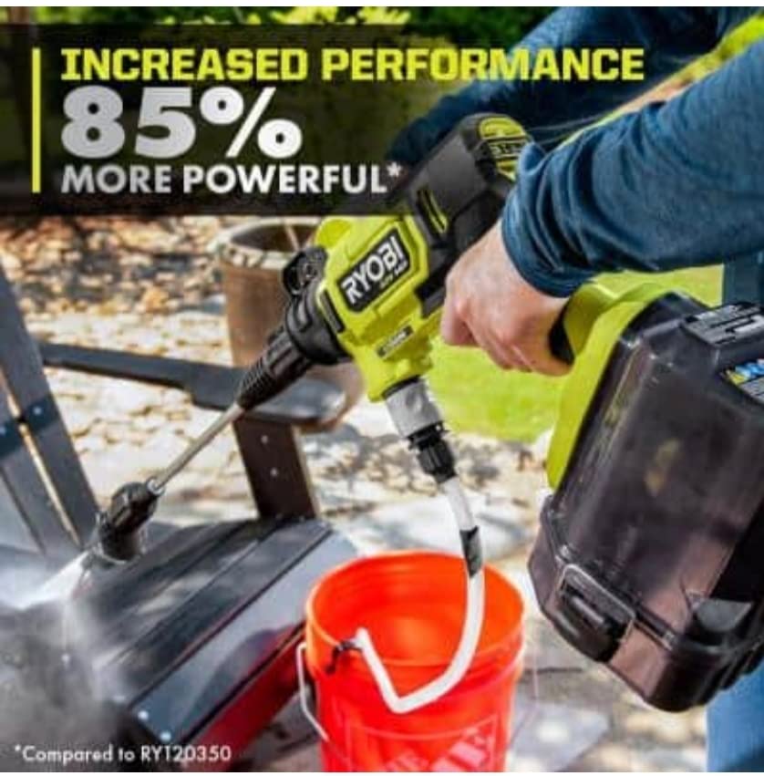 HP 40V Brushless EZClean 600 PSI 0.7 GPM Cold Water Pressure Washer with 2.0Ah Battery & Charger - Ideal for Home Cleaning, Patio, Driveway, and Outdoor Surfaces