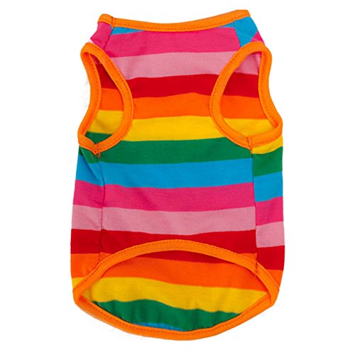Rainbow Stripe Cat & Dog Shirt - Summer Pet Costume Apparel for Puppies & Kittens (XS Size) - Perfect for Parties, Halloween & Fun Photo Shoots
