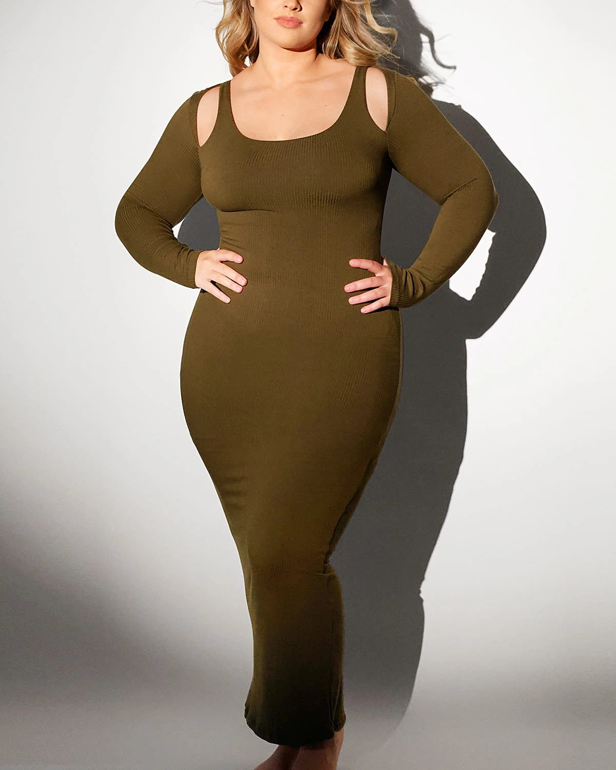 Stylish Cozy Ribbed Shoulder Cut Out Bodycon Dress for Women | Perfect for Date Night, Parties & Evening Events