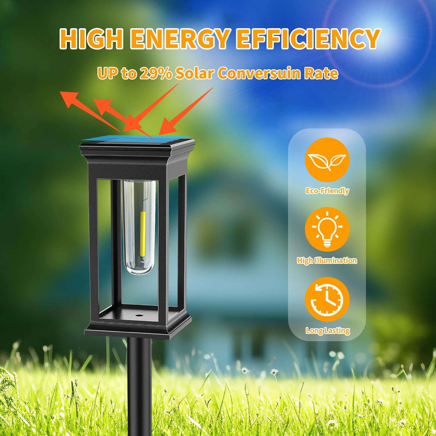8 Pack Solar Pathway Lights Outdoor Waterproof - Bright Warm White Auto On/Off Solar Garden Lights for Yard, Patio, Walkway, Driveway - Perfect for Landscape Decoration & Nighttime Safety Lighting