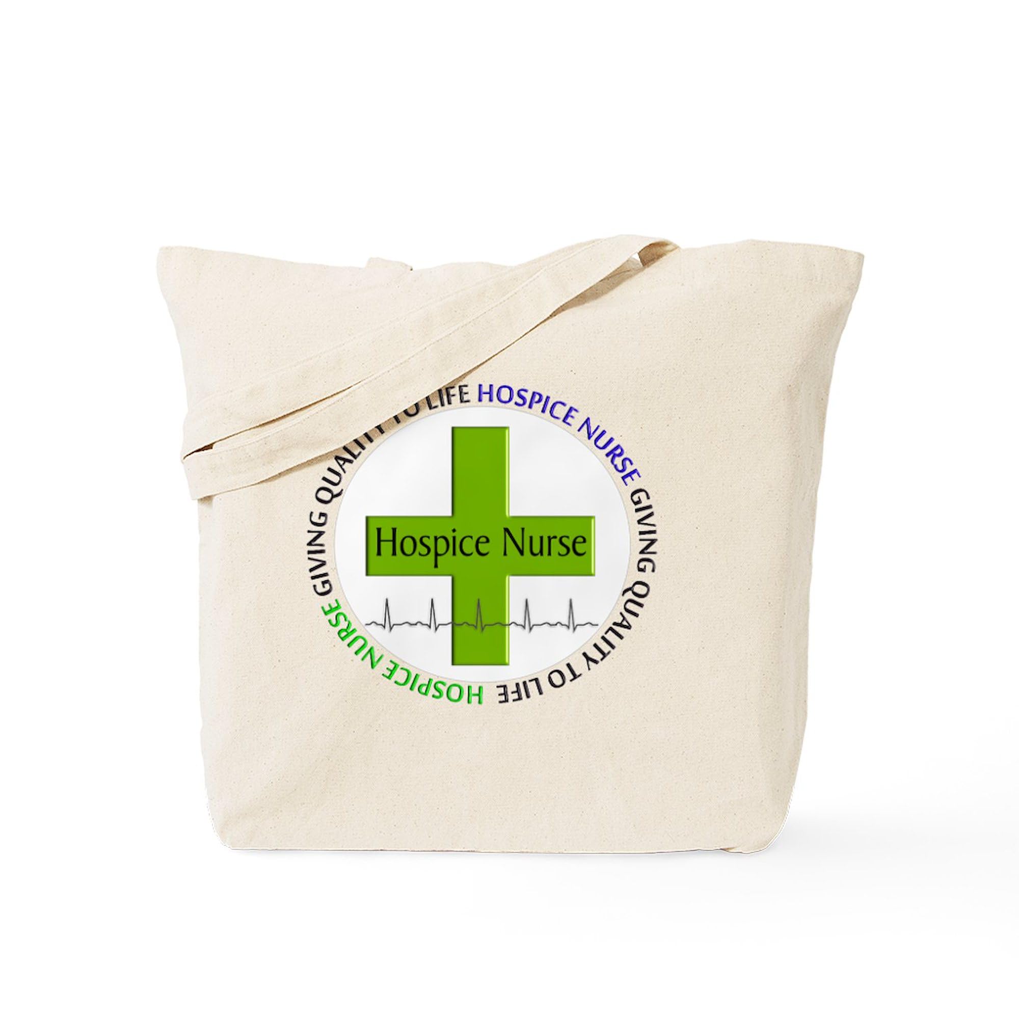 Hospice Nurse Tote Bag - Natural Canvas Reusable Shopping Bag for Giving Quality Life | Perfect for Work, Groceries & Everyday Use