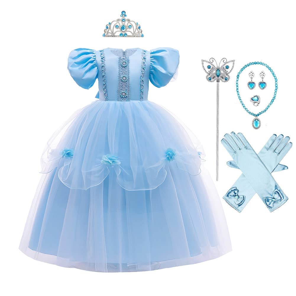 Cinderella Princess Dress for Girls - Elegant Birthday, Halloween Costume & Christmas Party Gown with Accessories Set | Perfect for Pageants, Dress-Up Play & Special Occasions