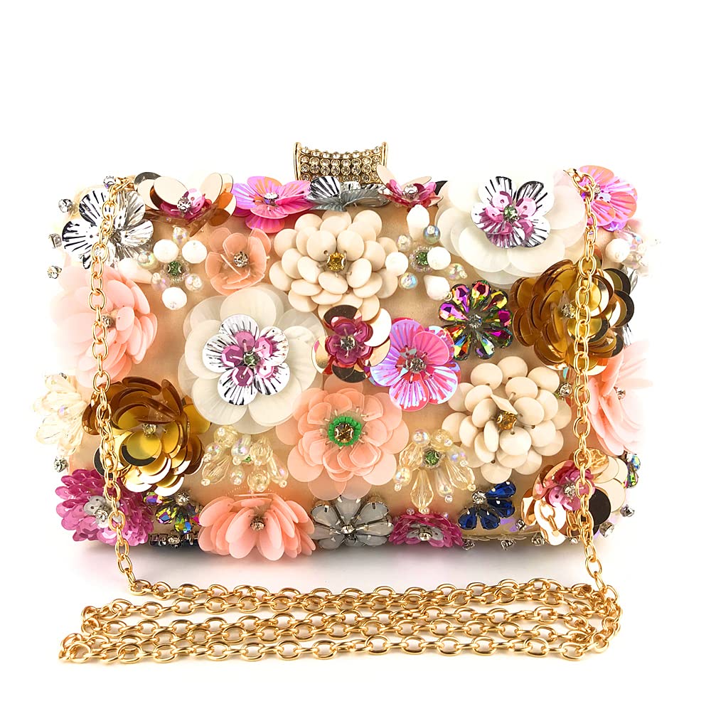 JIAJIA 3866 Women's Rhinestone 3D Sequins Envelope Clutch Purse - Elegant Wedding Evening Bag for Bride, Prom, Party & Special Occasions