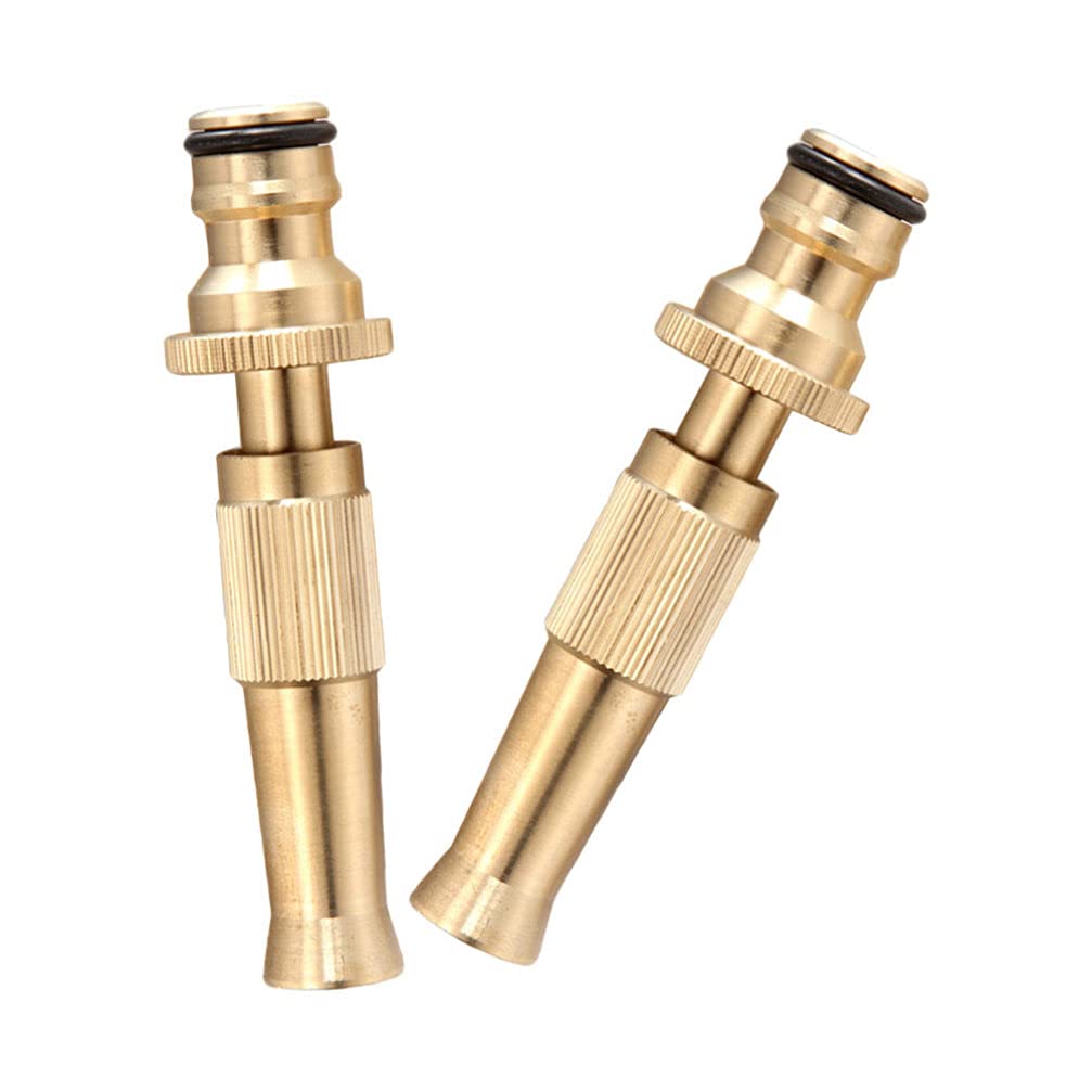 2-Piece Adjustable Brass Garden Hose Nozzle - Heavy Duty Water Sprayer for Car Washing, Lawn Care, Patio & Plant Watering | Perfect for Outdoor Cleaning, Gardening & Home Maintenance