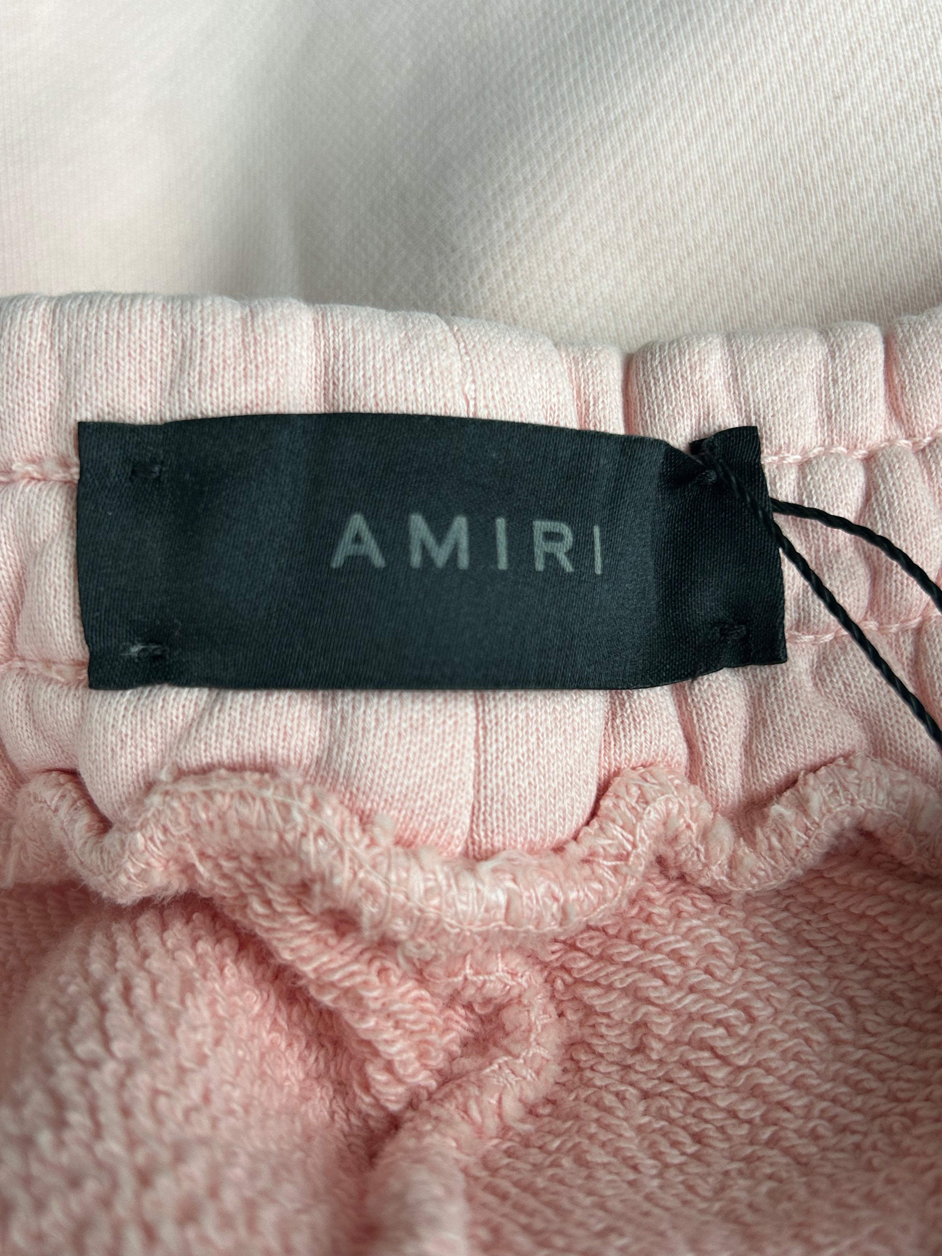 Amiri Pink and Black MA Bar Logo Sweatpants for Men - Luxury Streetwear Joggers for Casual Wear and Gym