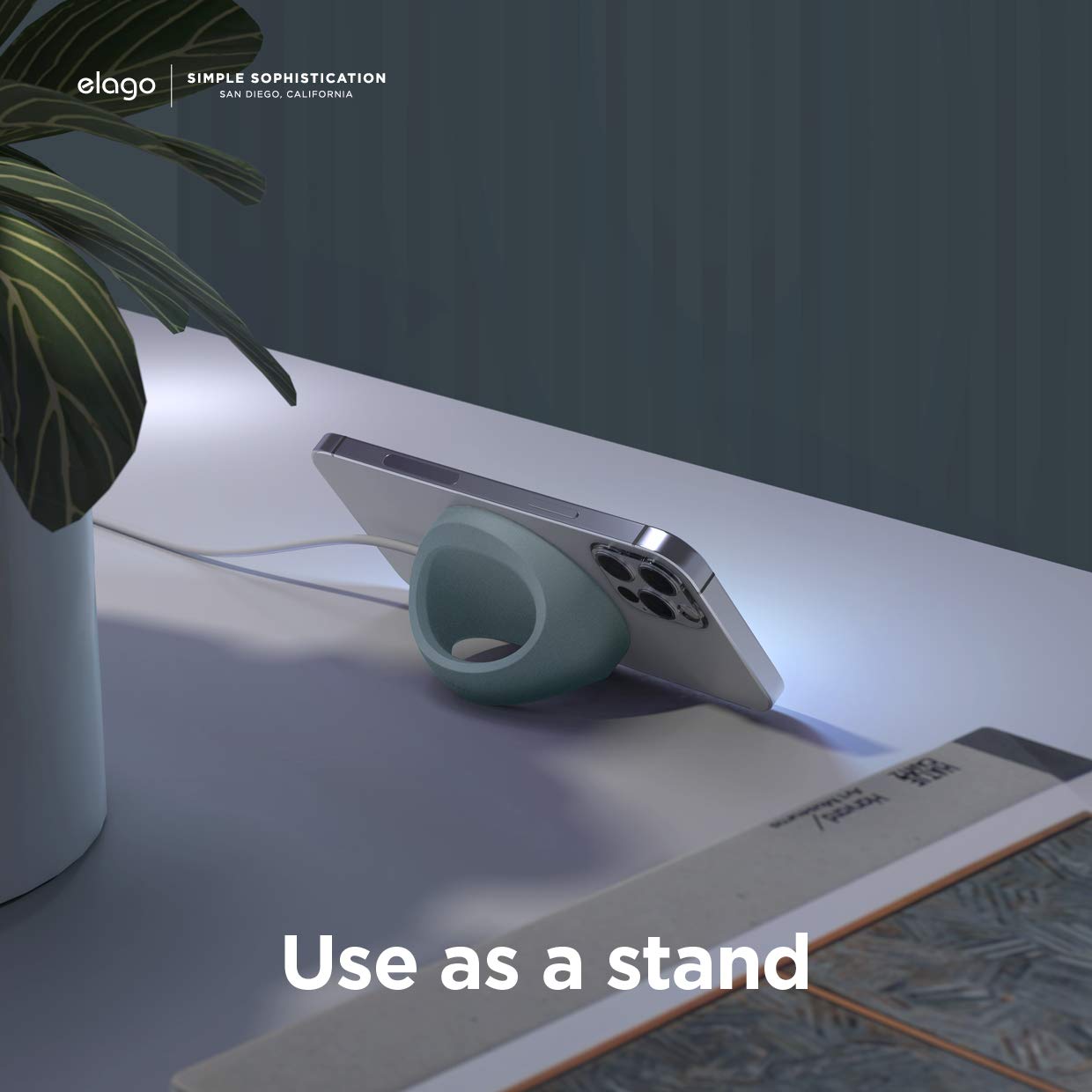 elago Grip Stand for MagSafe Charger - Universal Phone Holder Compatible with iPhone 16/15/14/13/12 Series - Nightstand Mode & Desktop Charging Stand - Perfect for Bedroom, Office, and Car Use (Mint Green) [Charger Not Included]