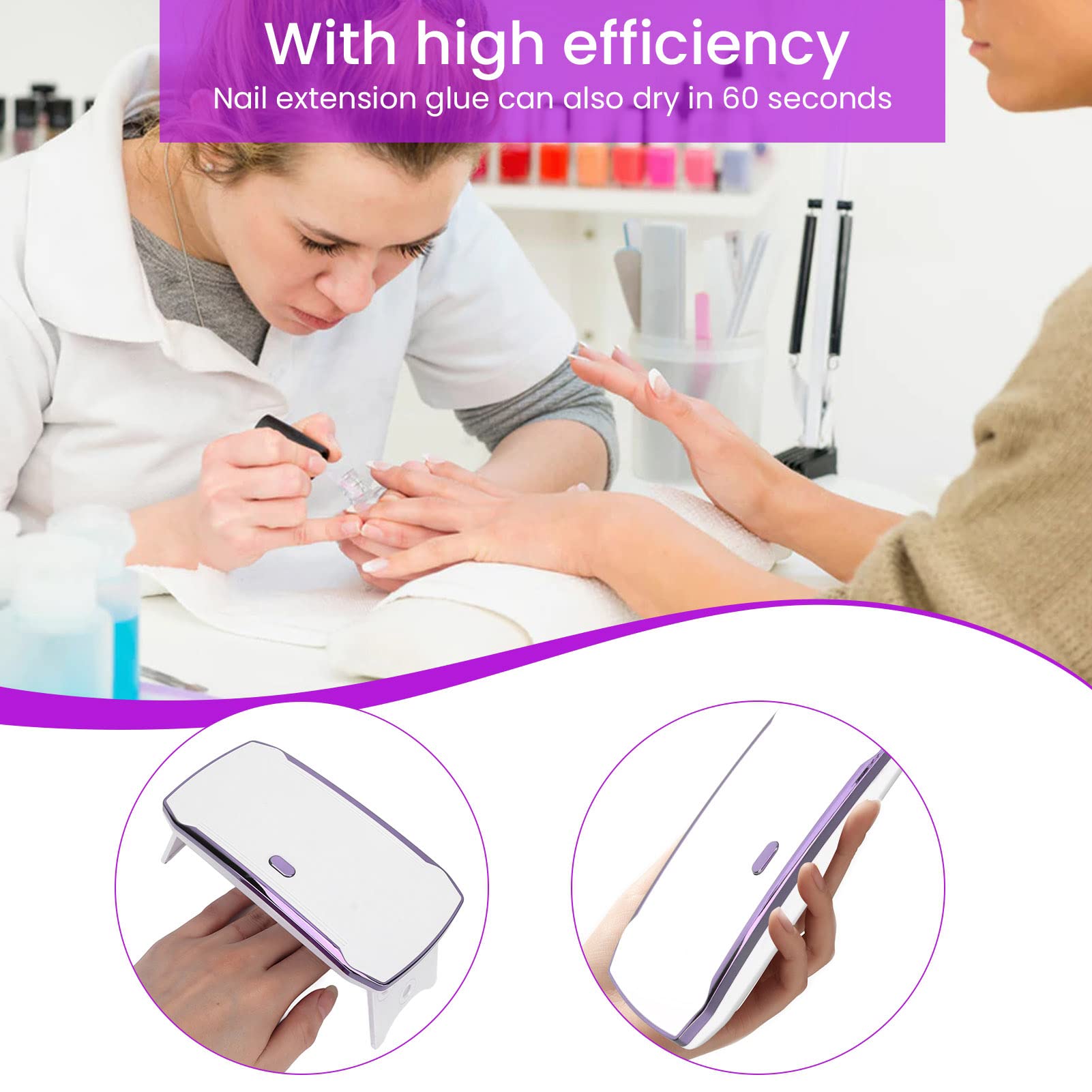 36W LED UV Nail Dryer Lamp - Portable & Foldable Gel Polish Curing Light with 12pcs LED Chips, 60s Fast Drying Timer | Perfect for Home Manicures, Salon Nail Art & Professional Gel Polish Application