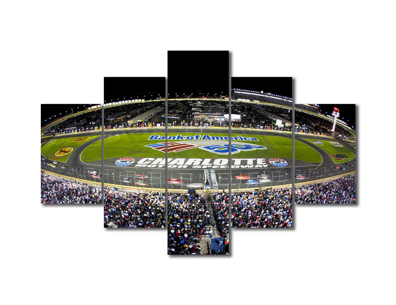 TUMOVO Charlotte Speedway Wall Art - 5 Panel Race Track Canvas Print, Stretched & Framed Ready to Hang - Modern Home Decor for Living Room, Bedroom, Bathroom | Perfect for NASCAR Fans & Sports-Themed Interiors