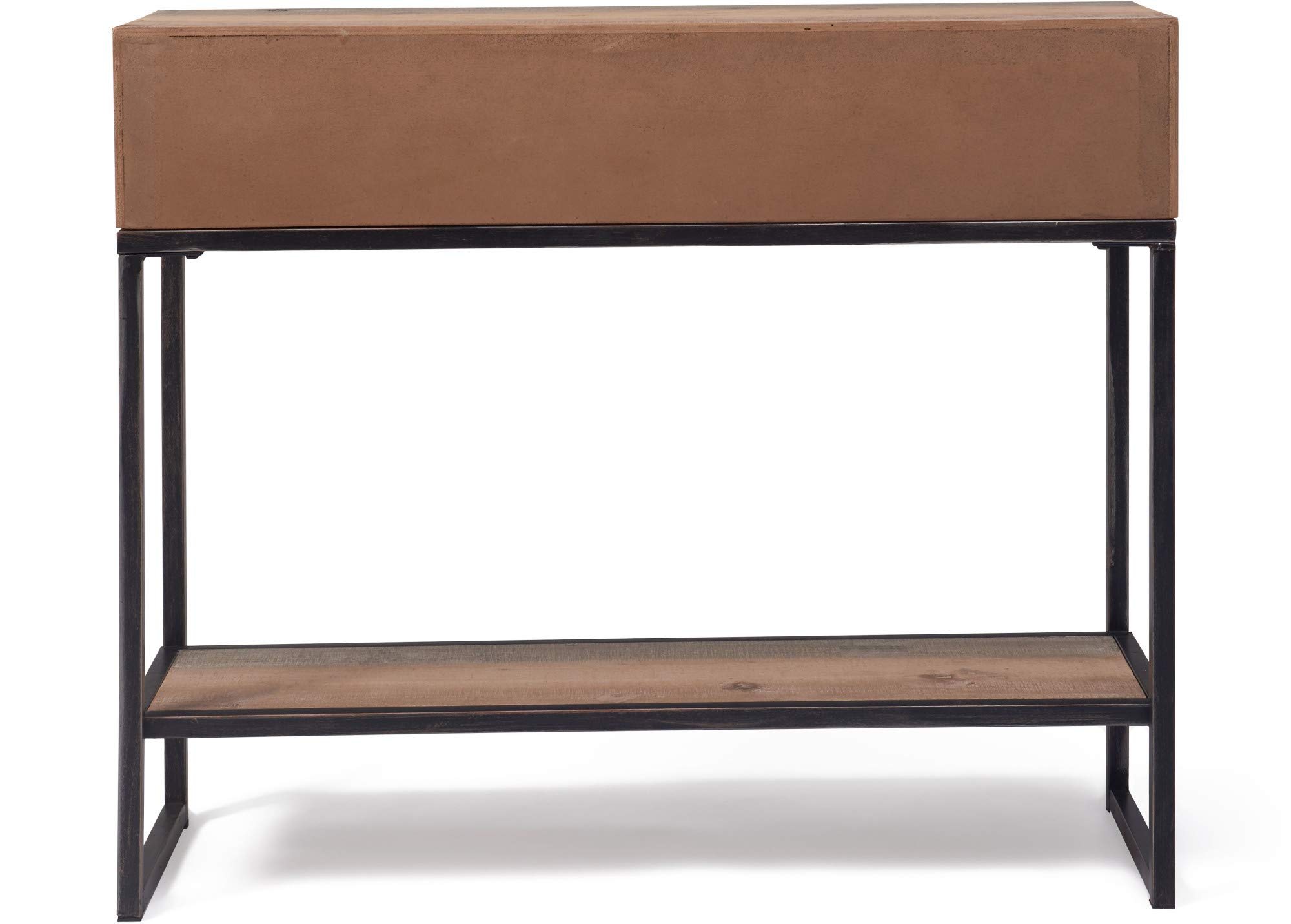Industrial Rustic Console Table with 2 Drawers - Wood & Metal Entryway Sideboard with Shelf Storage | Distressed Brown Finish | Perfect for Farmhouse Kitchen, Living Room & Hallway Accent Furniture