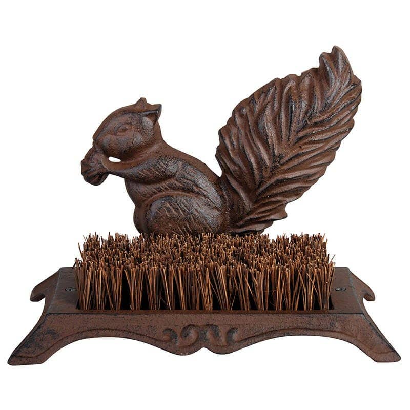 Cast Iron Squirrel Boot Brush - Heavy Duty Outdoor Shoe Cleaner for Mud & Snow - Perfect for Farm, Ranch & Hunting Boots