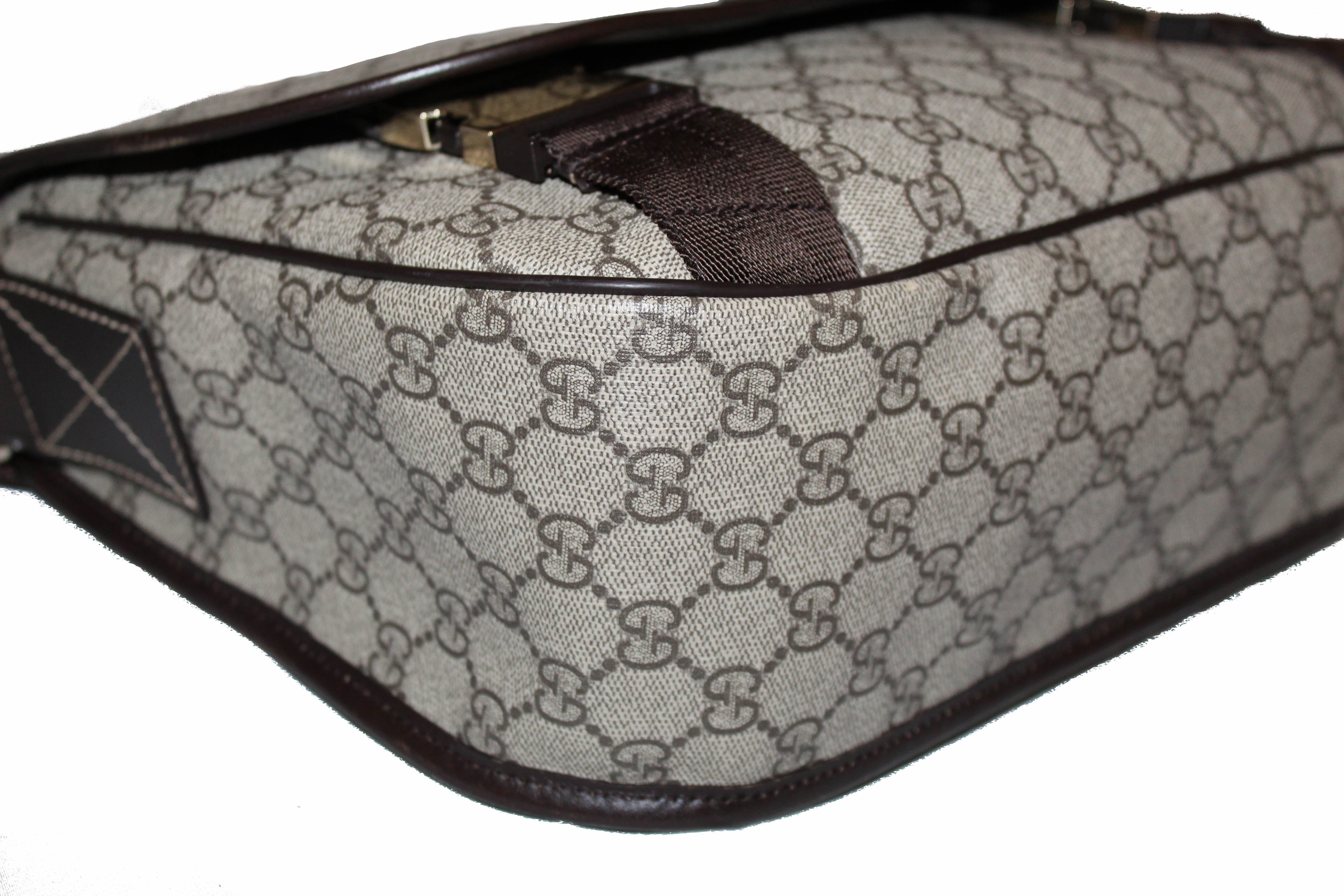 Authentic Gucci GG Coated Canvas Messenger Bag - Large Size in Beige & Ebony | Luxury Crossbody Bag for Women, Perfect for Work, Travel & Everyday Use