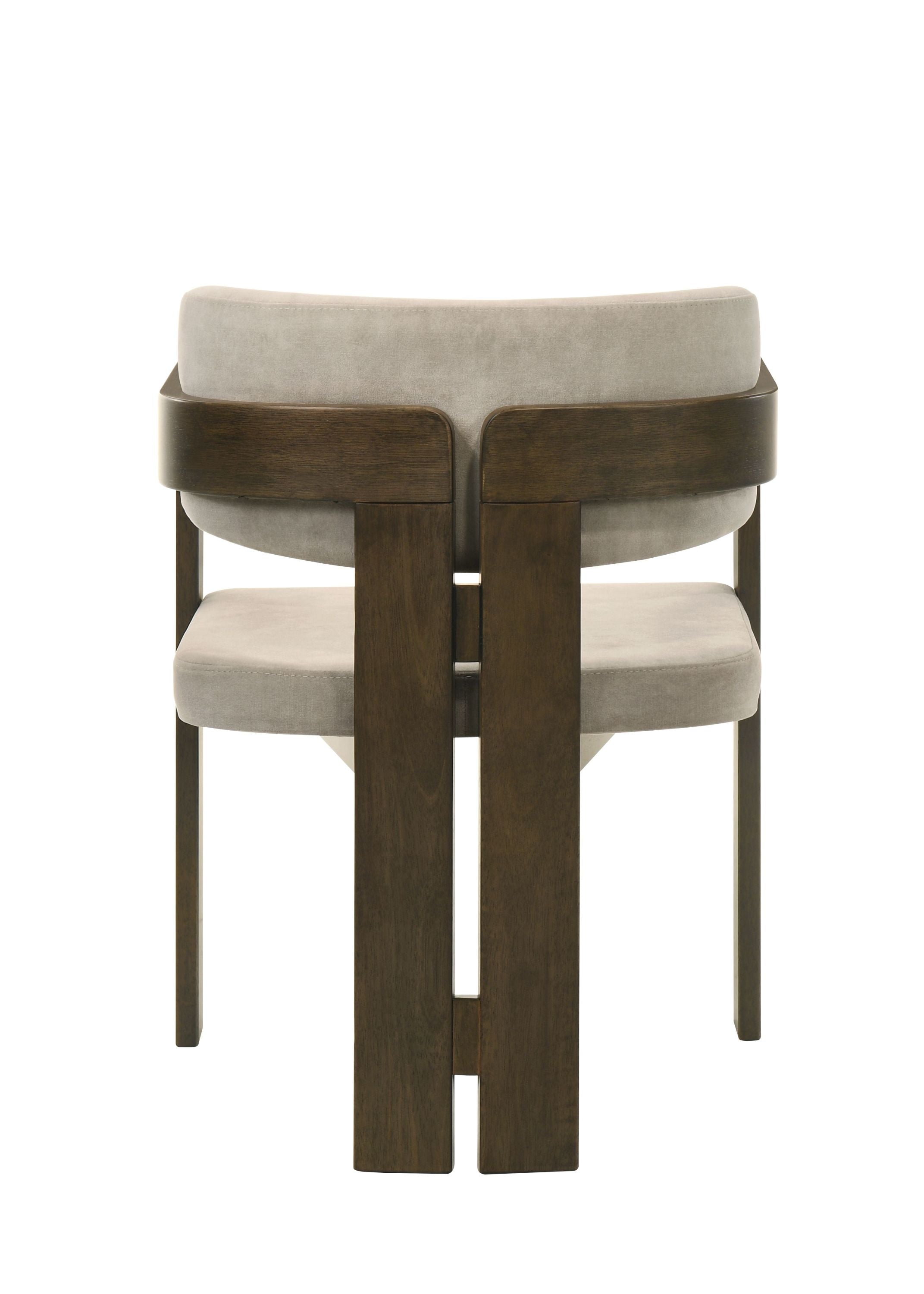 Destin Light Gray Polished Microfiber & Walnut Finish Side Chair - Modern Dining Room Accent Chair for Kitchen, Office, and Living Room