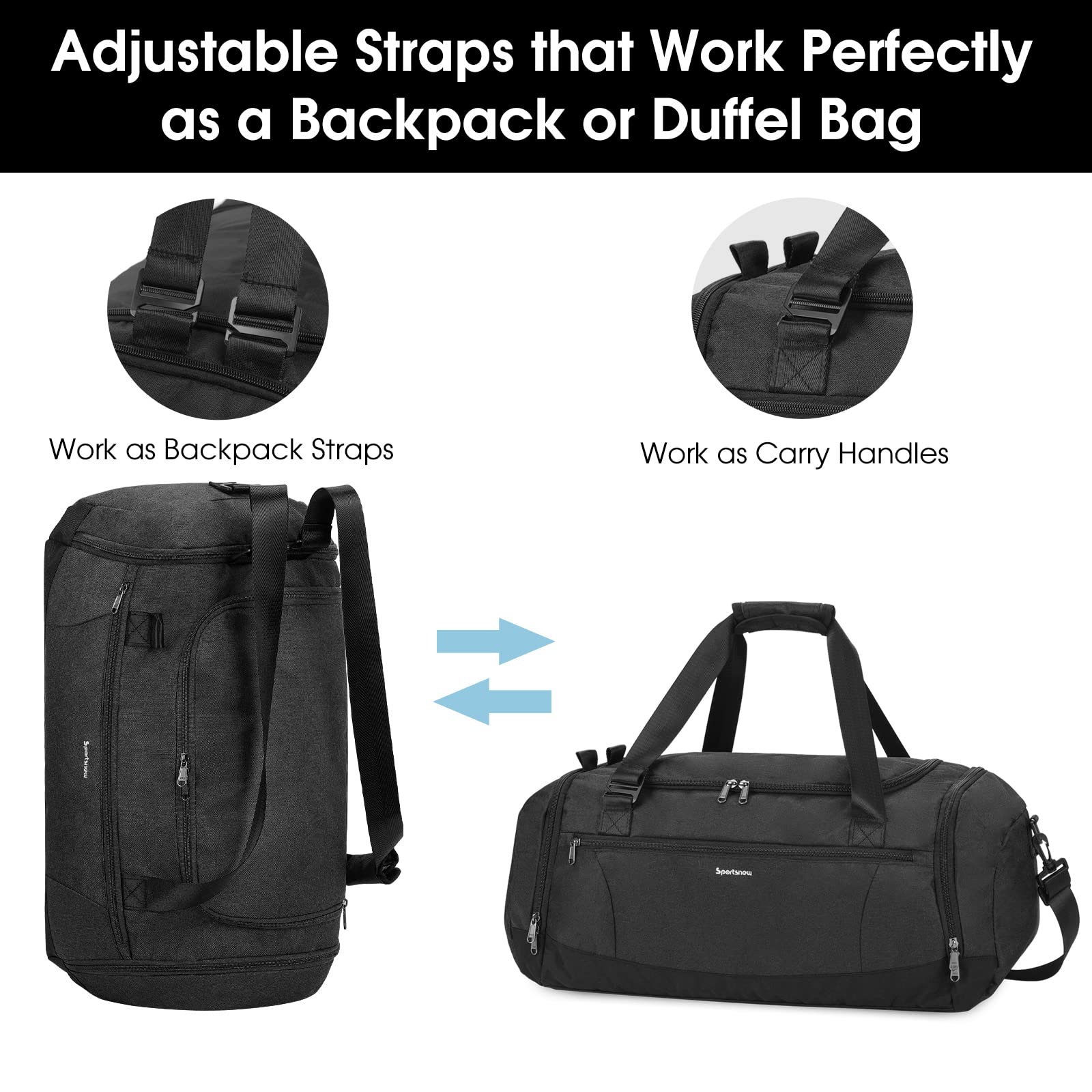 Men's Gym Duffle Bag with Shoe Compartment - Sports Travel Backpack for Workout & Weekend Trips