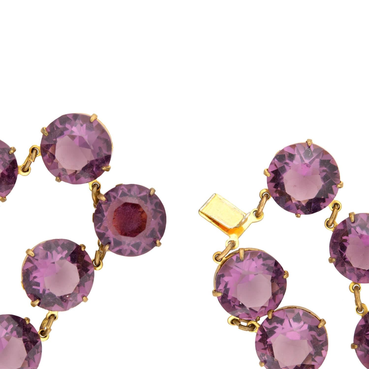 Vintage Brass Purple Glass Double Strand Necklace - Elegant Boho Jewelry for Women, Perfect for Parties, Weddings & Everyday Wear