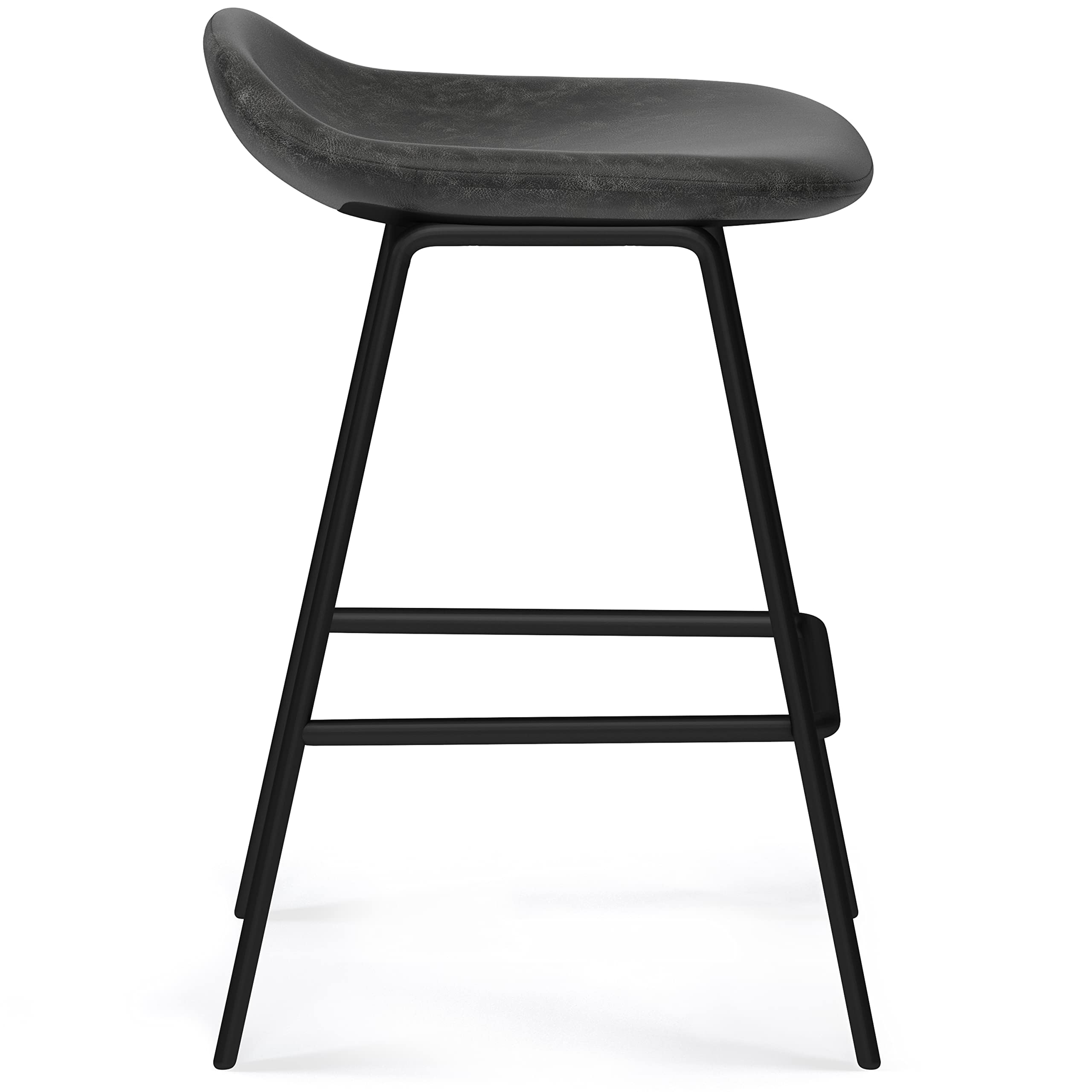 SIMPLIHOME Dafney Modern Counter Height Bar Stools (Set of 2) - Distressed Charcoal Grey Vegan Faux Leather - Kitchen Island & Breakfast Bar Stools for Dining Room, Kitchen, and Home Decor