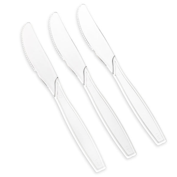 50-Piece Clear Plastic Cutlery Set - Premium Disposable Flatware for Parties, Picnics & Catering - Basic Cutlery Collection (Knives, Forks, Spoons)