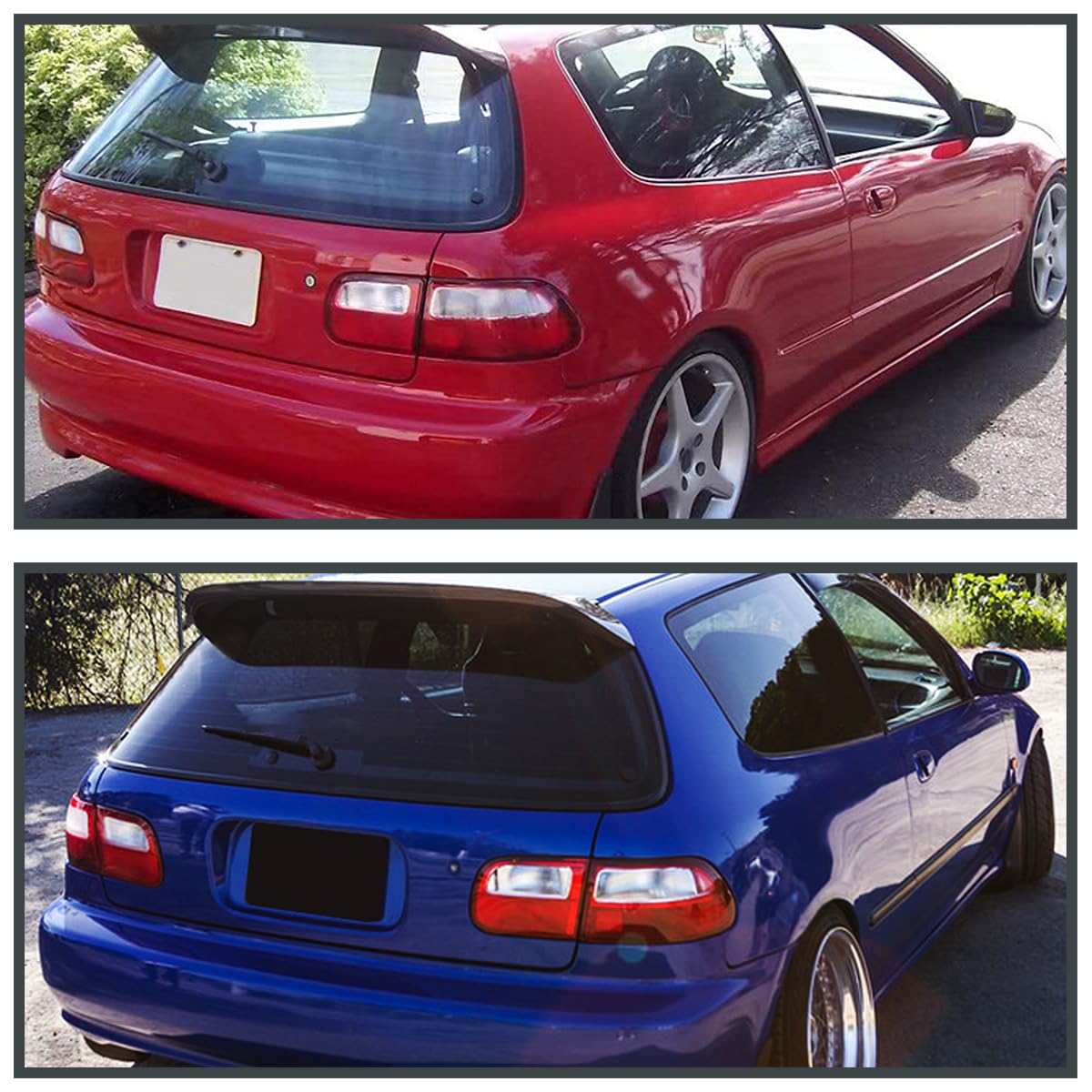 Spec-D Tuning Red Clear Lens Tail Lights for 1992-1995 Honda Civic 3-Door Hatchback - Left & Right Pair Assembly | Upgrade Your Car's Rear Lighting for Enhanced Style & Safety at Night