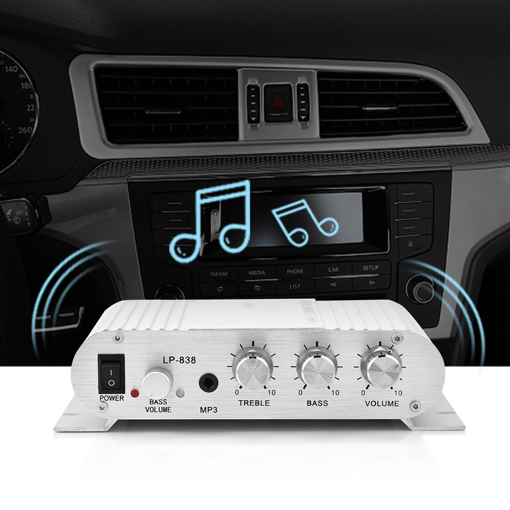 ASHATA 2.1 Channel Digital Power Amplifier - Mini HiFi Stereo Bass Audio Amplifier for Car & Home with 3.5mm Input & Speaker Output - Perfect for Car Audio Systems, Home Theater, and Music Listening