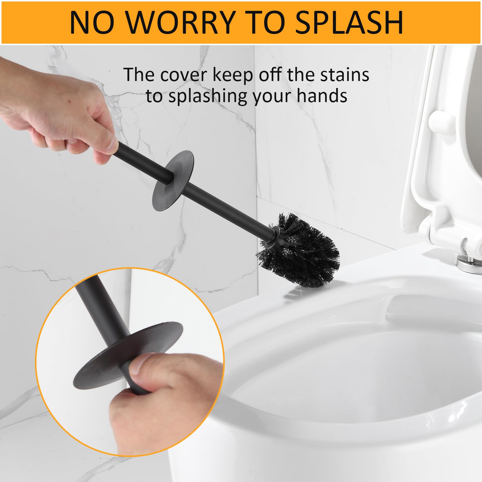 BGL Standing Toilet Brush and Holder Set - Brushed Gold Aluminum Bathroom Cleaning Tool with Square Design, Space-Saving & Sturdy - Ideal for Modern Bathroom Organization and Hygiene Maintenance
