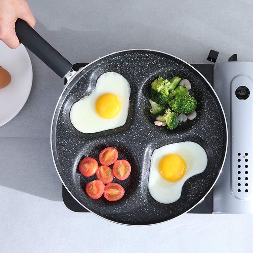 **Hemoton Nonstick 4-Cup Egg Frying Pan – Japanese Omelet Pan, Pancake & Steak Griddle, Round Four-Hole Frying Pot – Perfect for Breakfast, Omelets, Pancakes & Steaks**