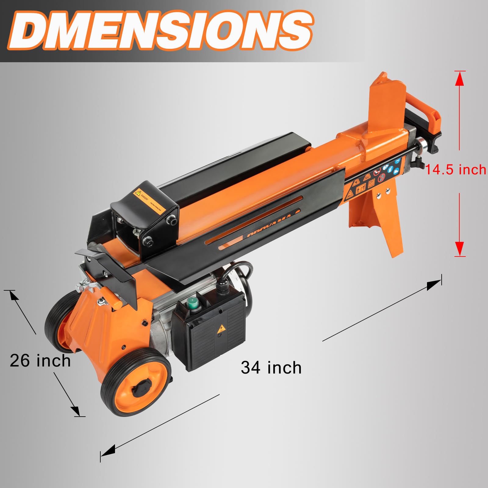 6.5 Ton Electric Log Splitter - PROYAMA Hydraulic Wood Splitter with 15Amp Motor | Horizontal Firewood Splitting Machine for Home Heating, Camping & Backyard Use