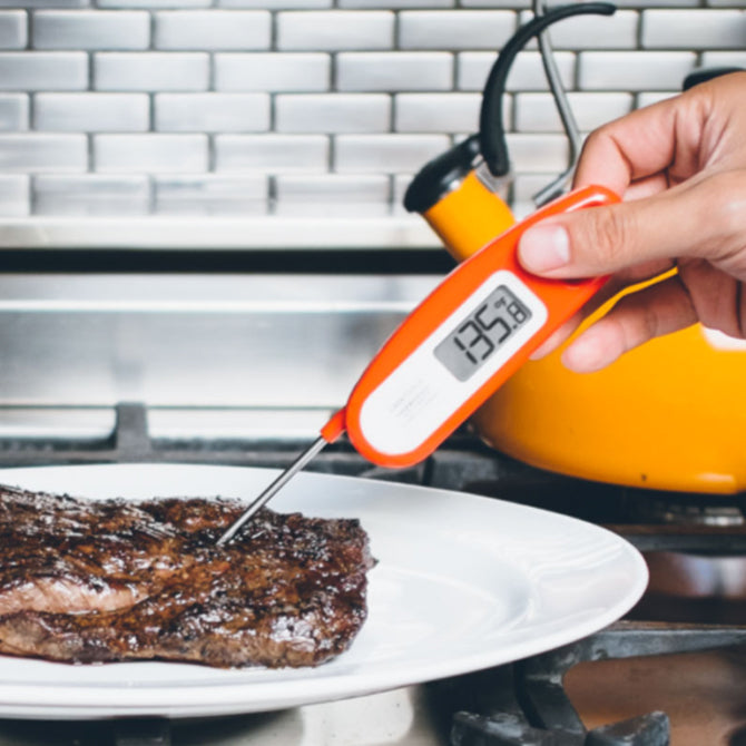 Lavatools Javelin Digital Folding Thermometer - Instant Read Meat Thermometer for Grilling, BBQ, Cooking & Baking - Waterproof Food Thermometer with Backlit LCD Display