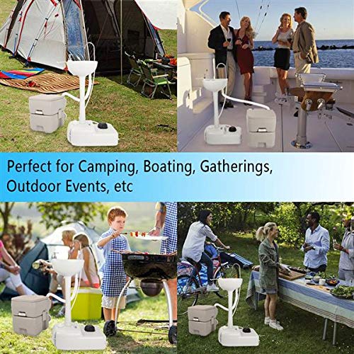 Portable Outdoor Hand Washing Station with Removable Sink, Towel Holder & Wheels - Perfect for Camping, Worksites, Events & Outdoor Gatherings