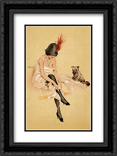 Raphael Kirchner Arugula And His Dog 18x24 Black Ornate Framed Art Print - Double Matted Museum Quality Wall Decor for Living Room, Bedroom & Office
