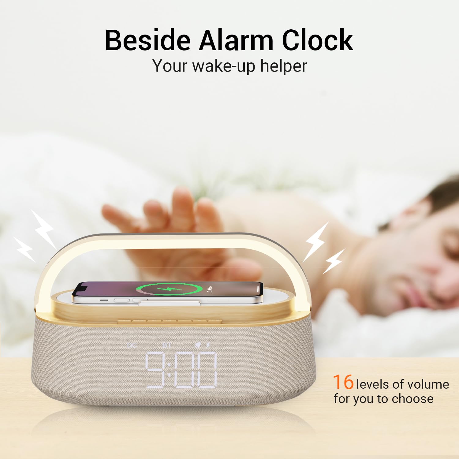 FREEFISH Portable Bluetooth Speaker with 15W Wireless Charger, FM Radio, Adjustable LED Night Light, Dual Wireless Pairing, Bluetooth 5.0 - Perfect for Home, Outdoor, Travel & Party Use