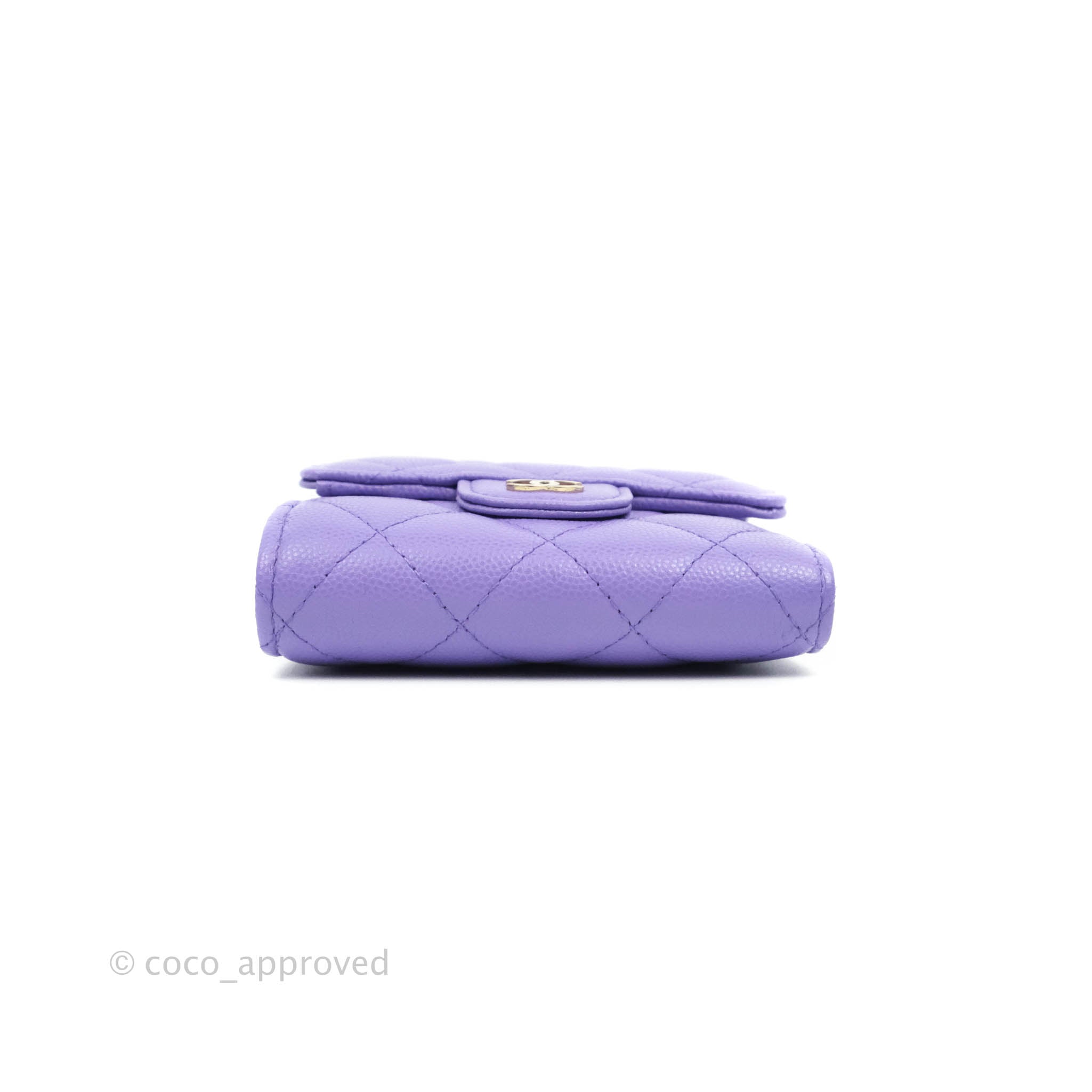 Chanel Classic Flap Wallet in Purple Caviar Leather with Gold Hardware - Luxury Designer Wallet for Women | Perfect for Everyday Use, Special Occasions & Gift Giving