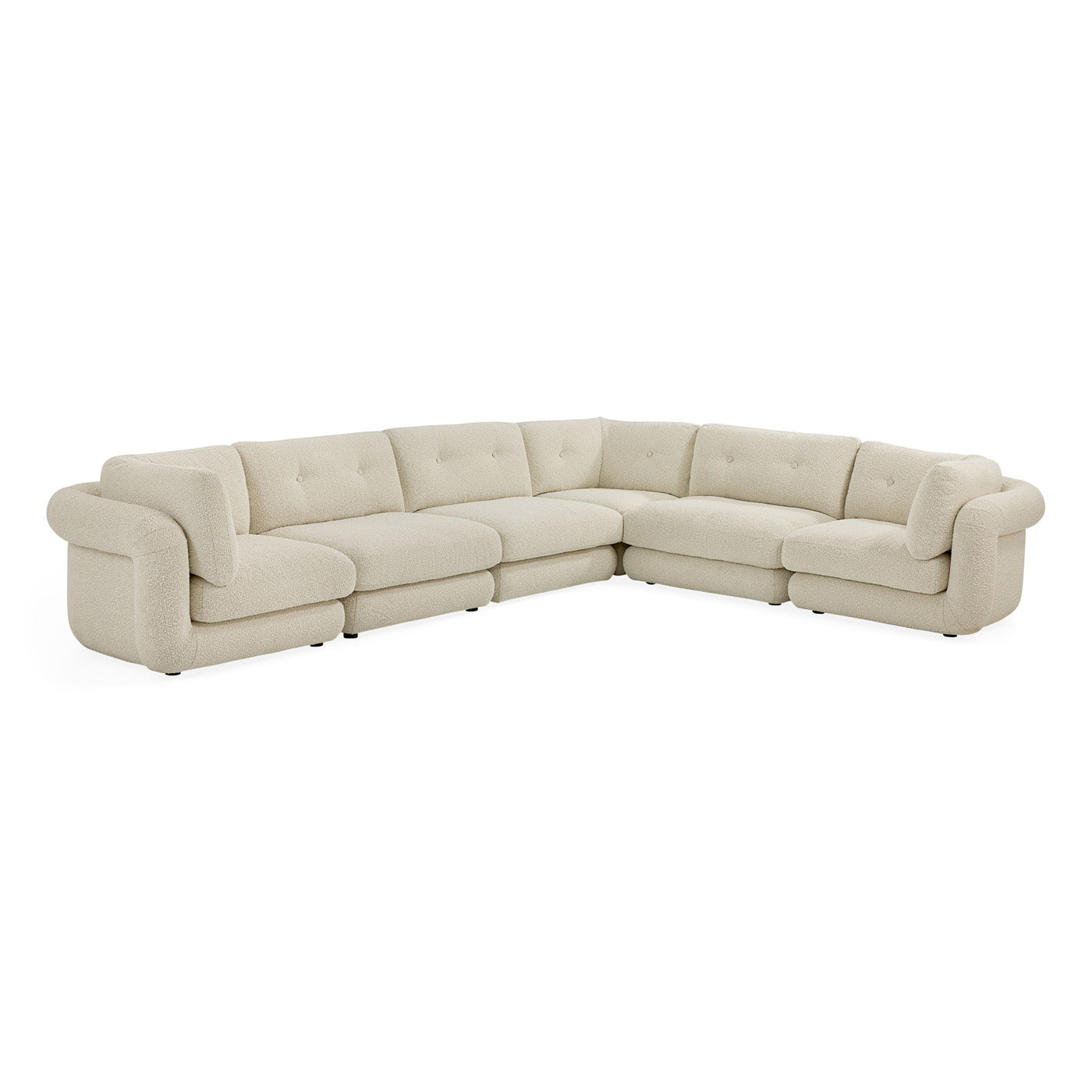 Pompidou 160 Modular Six-Piece Sectional Sofa Set - Modern L-Shaped Living Room Couch for Home, Apartment & Office Lounge