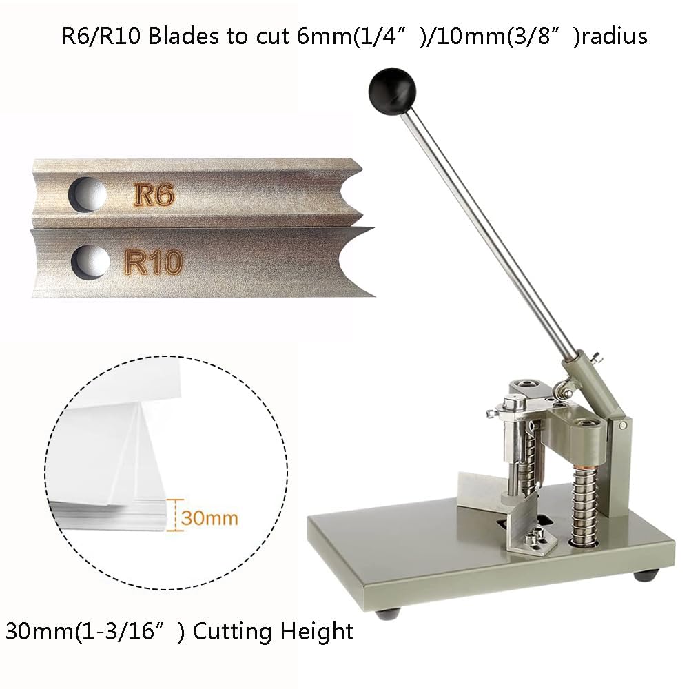 Heavy Duty Corner Rounder Punch Cutter - 2 Dies R6 & R10 (1.2in/30mm) for Paper, Business Cards, Photos | Office, School, Crafting, Scrapbooking | with Paper Holding Device & Durable Steel Construction