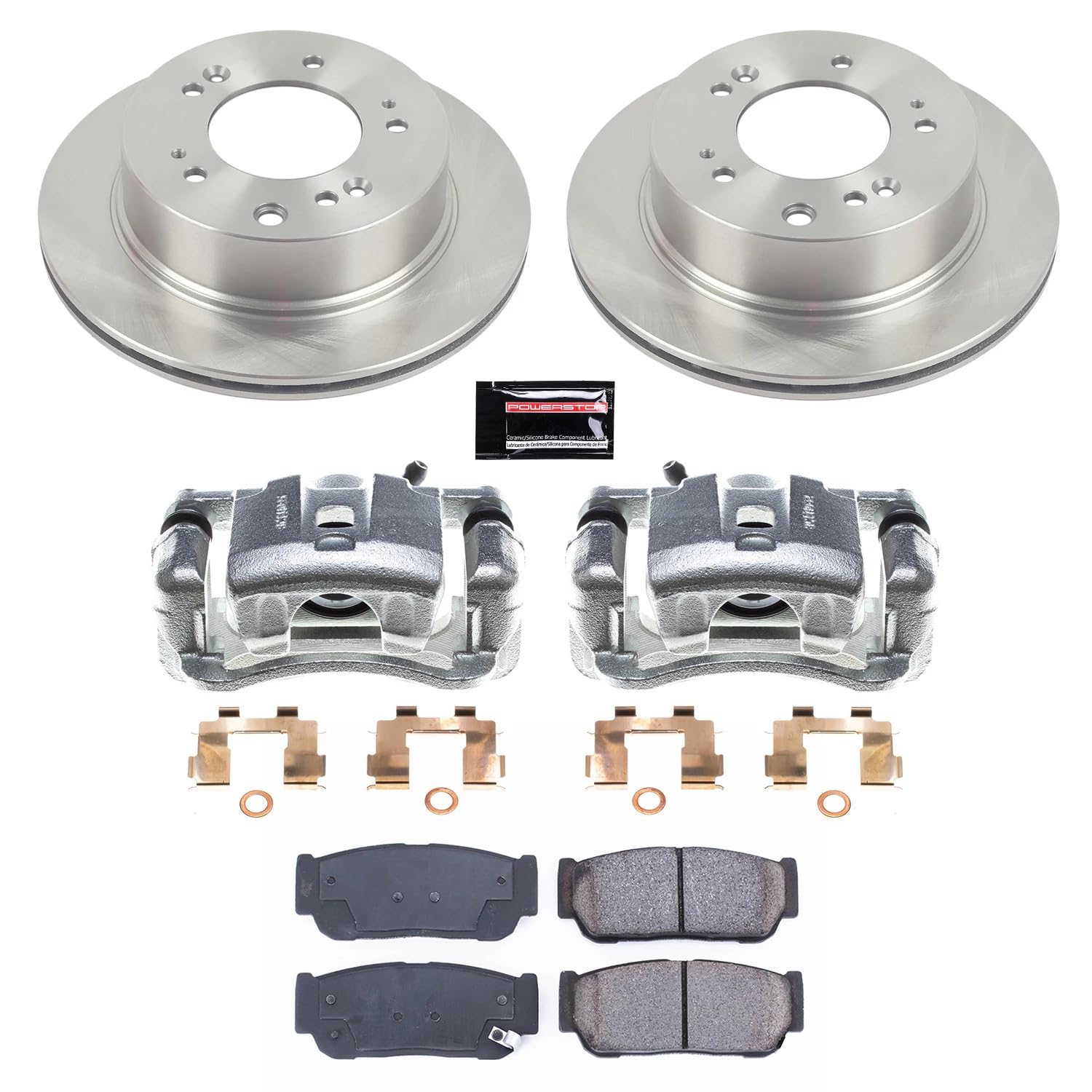 Power Stop KCOE5910 Rear Brake Caliper Kit - Ceramic Brake Pads, Rotors & Calipers for 2007-2009 Kia Sorento | High-Performance Braking System | Perfect for Daily Commuting & Highway Driving