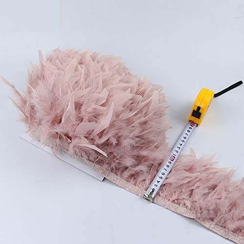 10Mets 6-8 Inch Turkey Feather Trim Fringe with Satin Ribbon - DIY Wedding Dress Accessories for Women, Party Decorations & Sewing Crafts (Light Blue) - Perfect for Bridal Gowns, Costume Design, and Home Décor