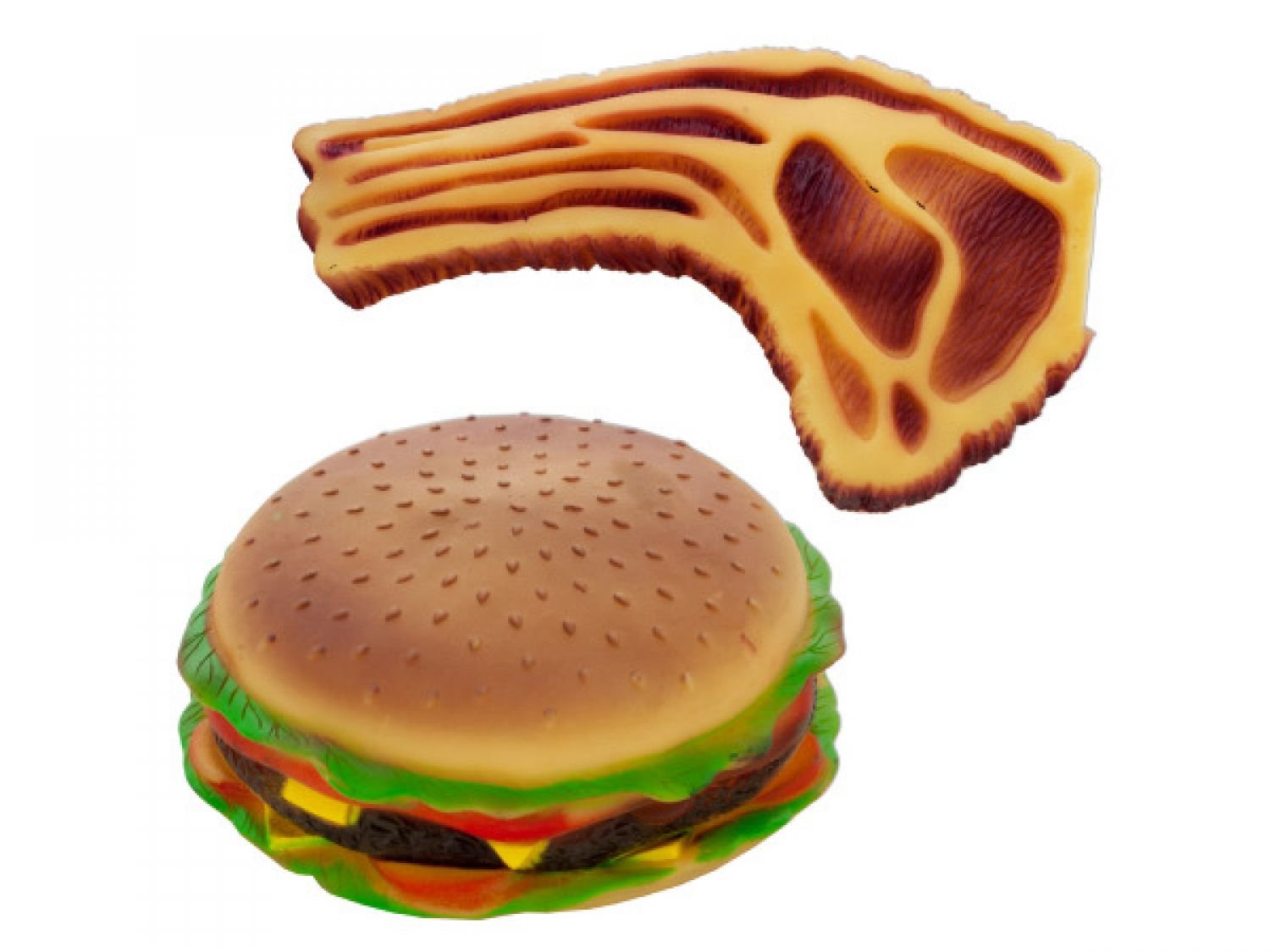 Squeaky Hamburger and Steak Dog Toy Set - 12 Pack of Interactive Chew Toys for Small & Large Dogs | Durable Pet Supplies for Playtime, Training & Outdoor Fun
