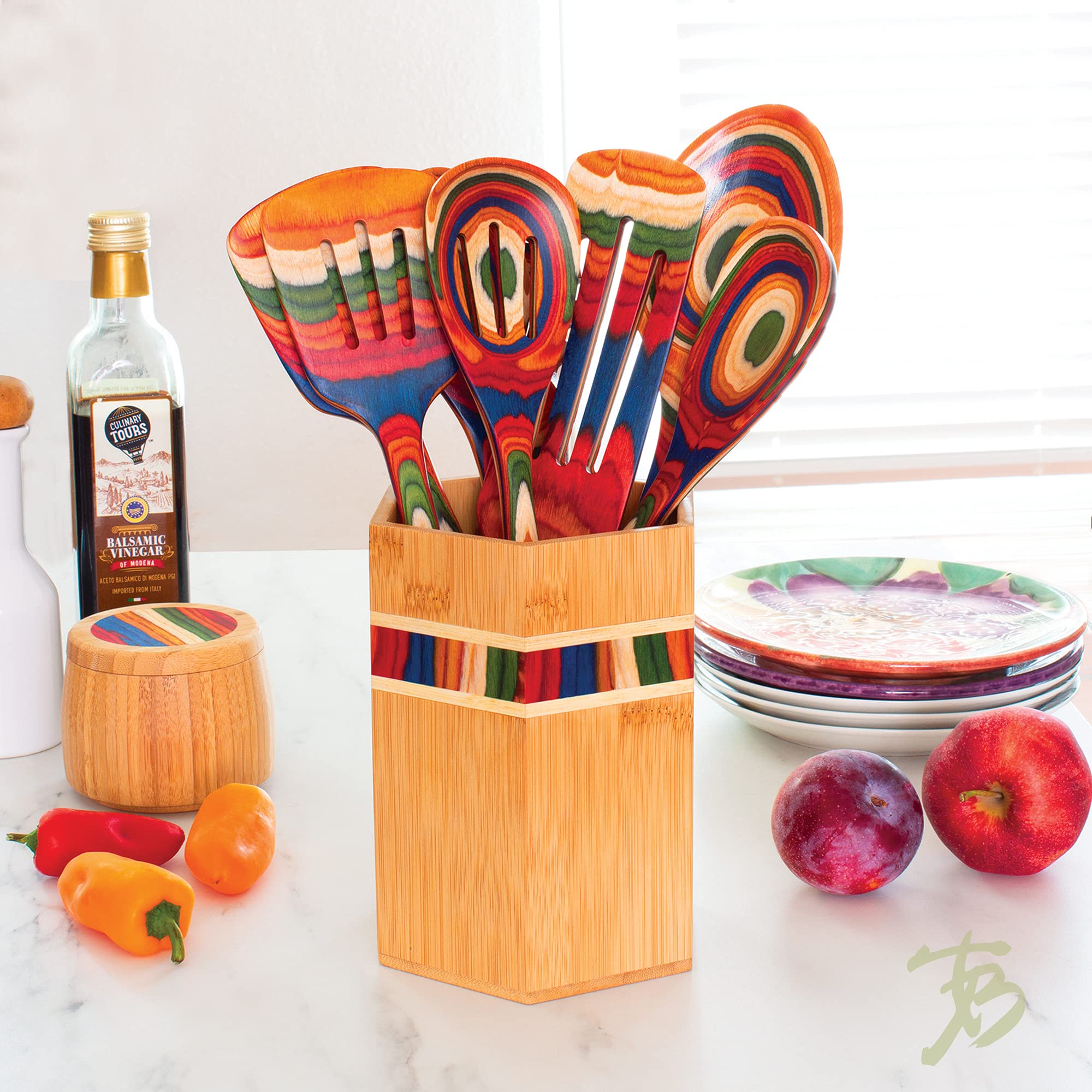 Totally Bamboo Baltique Marrakesh Collection Large Kitchen Utensil Holder - Countertop Cooking Utensil Crock for Spoons, Spatulas & Kitchen Tools | Perfect for Modern Kitchens & Cooking Enthusiasts