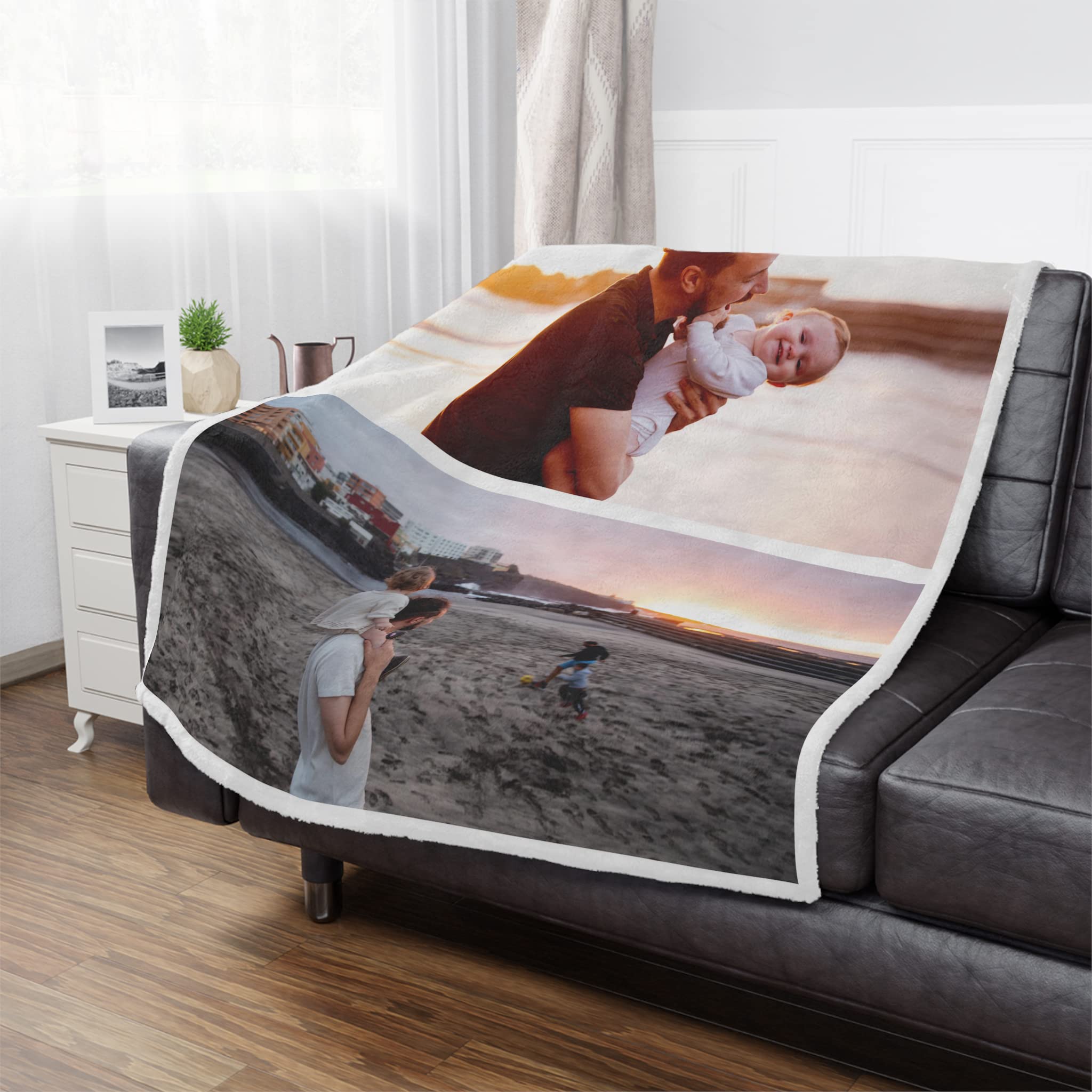 **Personalized Photo Collage Blanket - Custom Flannel Fleece Throw Blanket for Dad, Grandpa, Husband - Unique Gift from Daughter, Son, or Wife - Perfect for Father's Day, Birthdays & Cozy Family Moments**