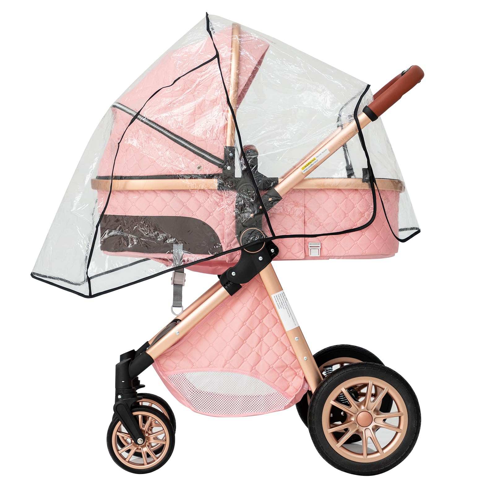 3 in 1 Baby Travel System - Reversible Stroller with Foldable Design & Luxury Pram for Newborn to Toddler | Portable Pushchair with Base (UDV9-PINK) | Perfect for Shopping, Park Outings & Family Travel