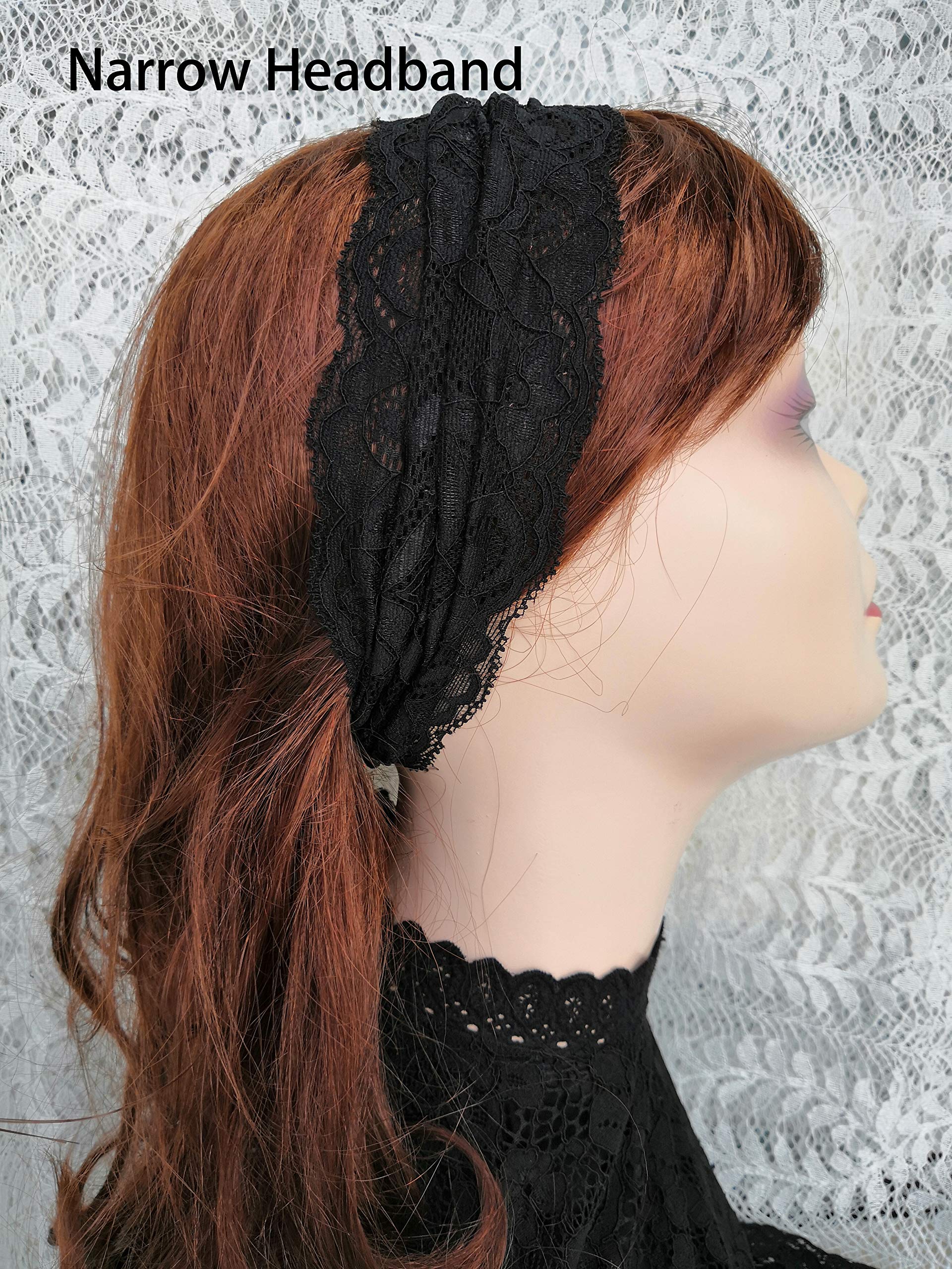 Stretch Lace Turban Headbands for Women - Wide Yoga Headwraps & Fashion Hair Accessories (Black) - Perfect for Yoga, Workouts, and Everyday Style
