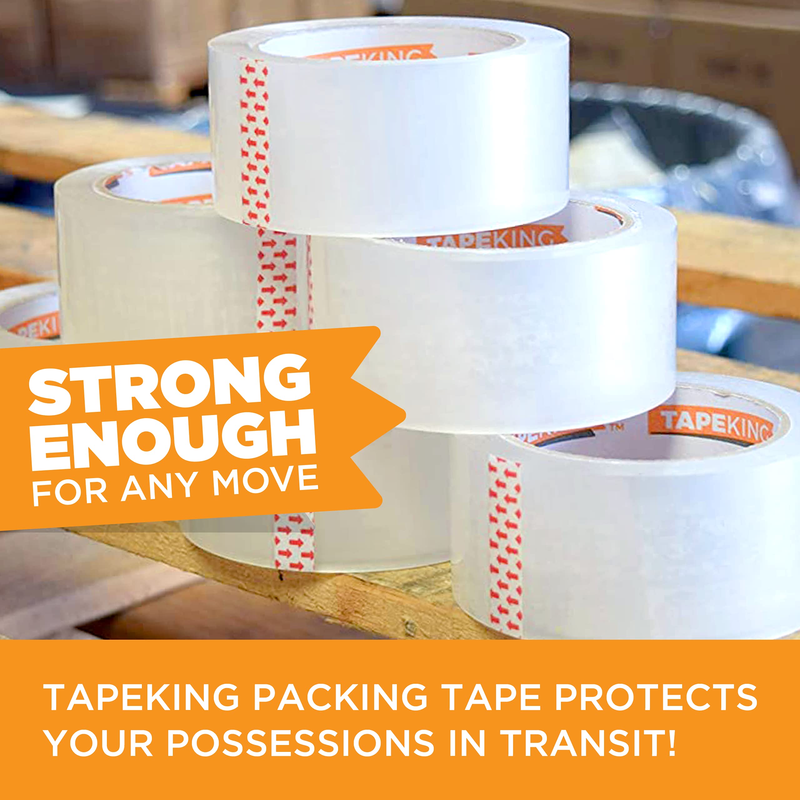 Tape King Clear Packing Tape - 36 Rolls (110 Yards Each) | 1.88 Inch Wide, 2.7mil Thick Heavy Duty Adhesive | Industrial Strength for Moving, Shipping, Packaging | Perfect for Home, Office & Warehouse Use