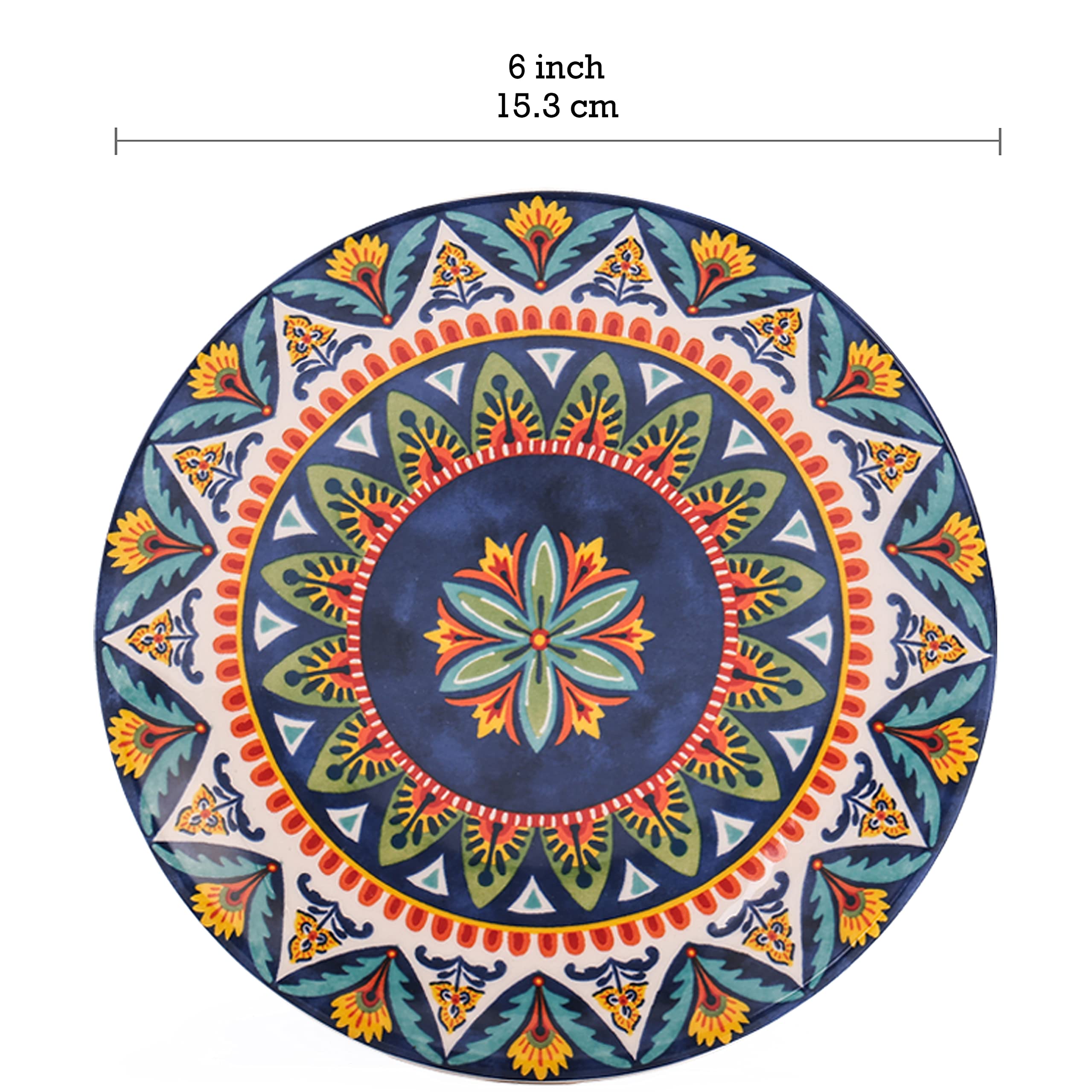 Bico Havana 6 Inch Ceramic Appetizer Plates Set of 6 - Salad, Snack & Dessert Dishes - Microwave & Dishwasher Safe - Perfect for Parties, Entertaining & Home Dining