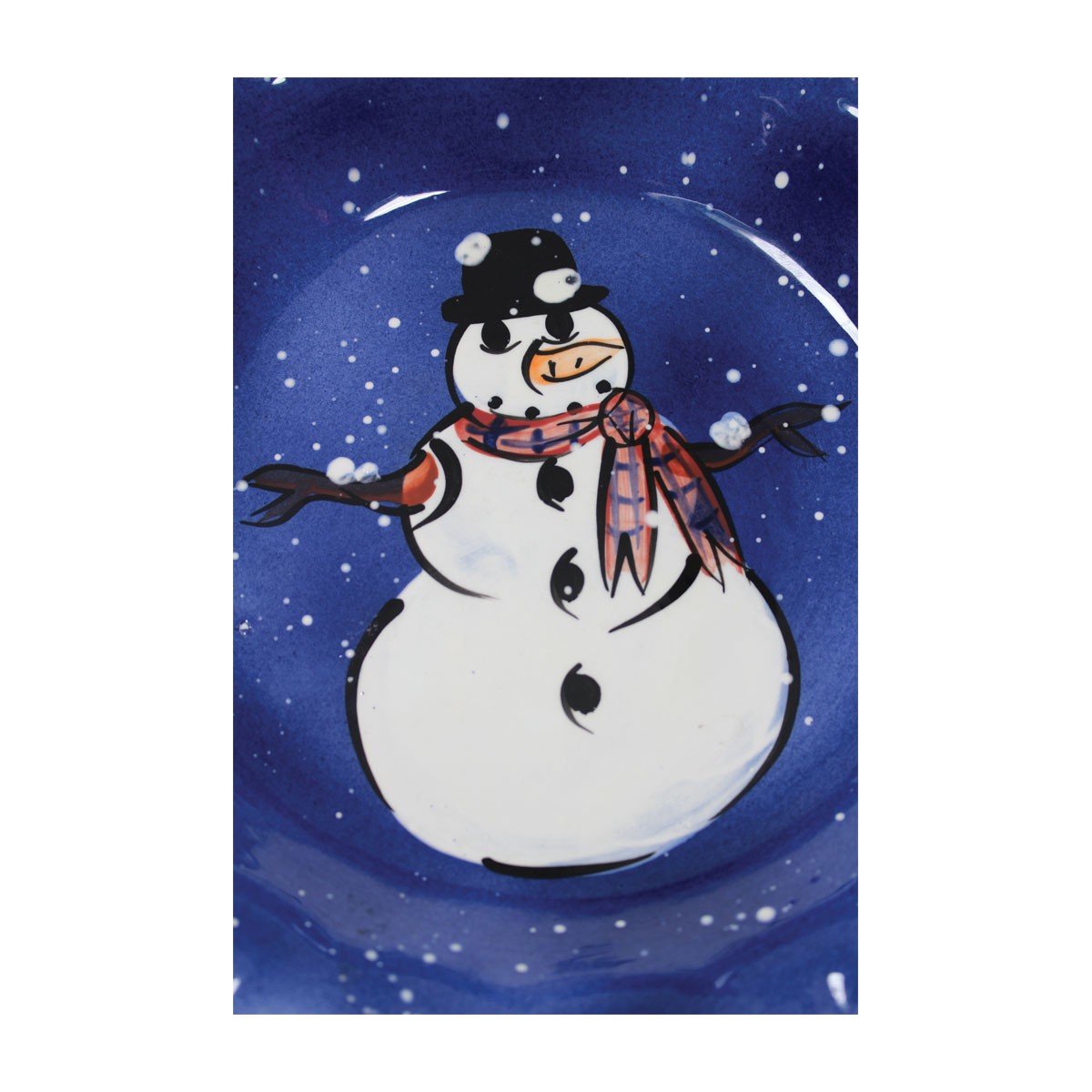 Debra Kelly Blue Ceramic Snowman Pie Plate - 9 Inch Round Baking Dish for Holiday Desserts, Christmas Dinner & Winter Party Serving - Renovator's Supply