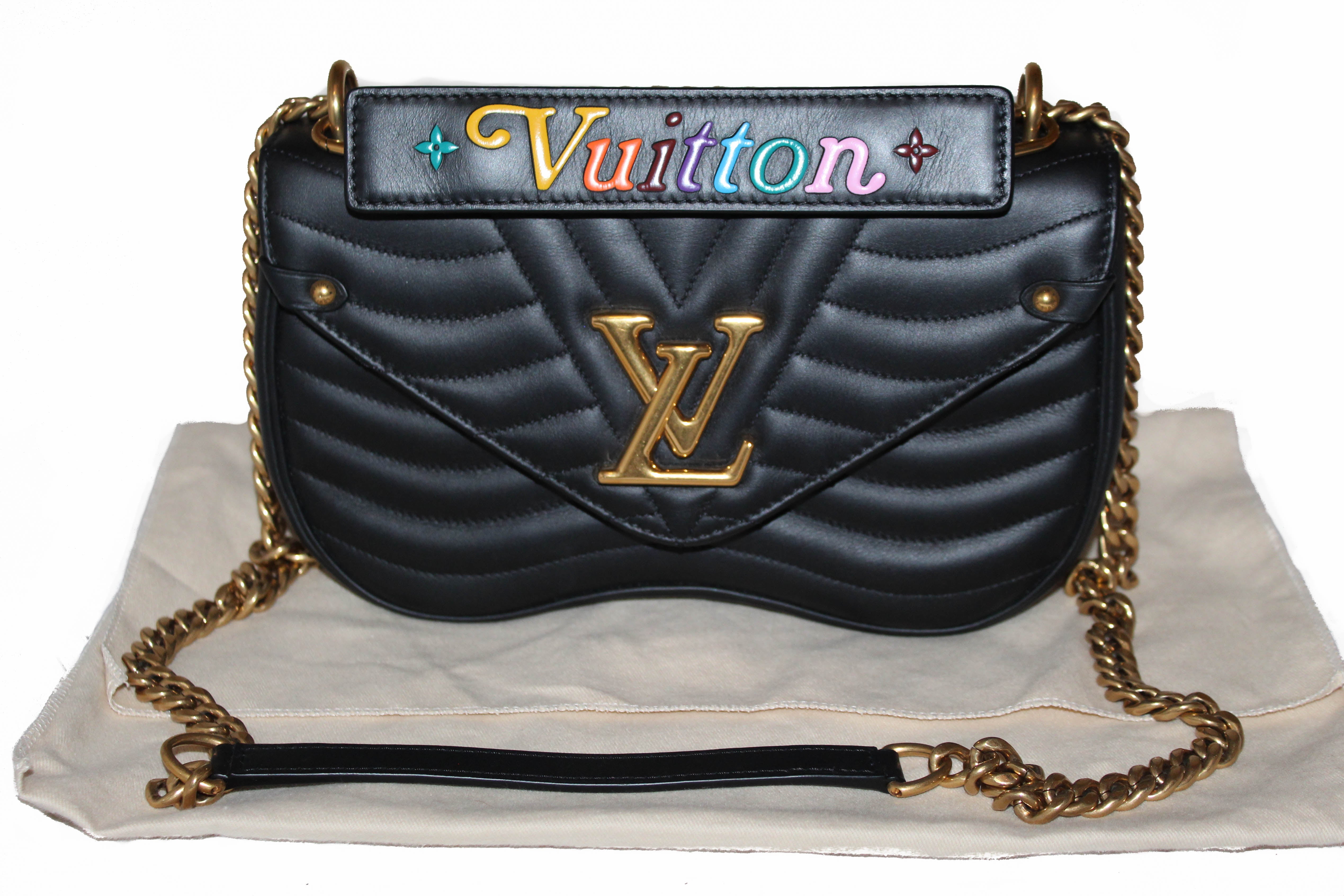 Authentic Louis Vuitton Black New Wave Chain MM Shoulder Bag - Luxury Designer Handbag for Women, Perfect for Work, Travel & Evening Events