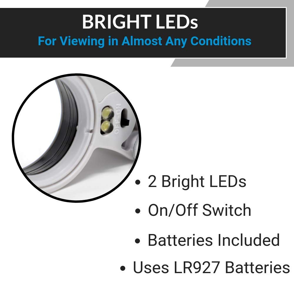 40X LED Illuminated Jewelers Loupe Magnifier with Light - Professional Trichome Scope for Gardening, Jewelry Appraisal, Coin & Stamp Collecting, Watch Repair - Perfect for Hobbyists, Scientists & Antique Enthusiasts (Silver/White) - Ideal for Close-up Inspection of Plants, Gems & Small Details