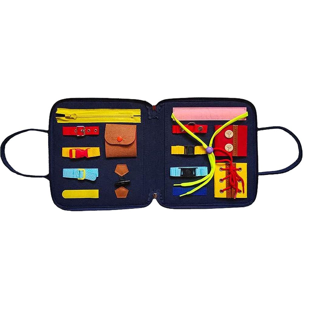 GBPOY Montessori Busy Board for Toddlers 1-3 Years - Educational Sensory Toy with Lacing, Buttons & Zippers for Fine Motor Skills Development | Perfect for Travel, Preschool Learning & Quiet Time Activities (Blue)
