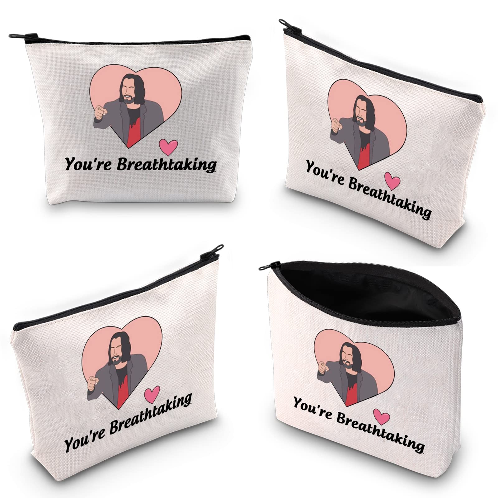 XYANFA Keanu Reeves Themed Makeup Bag - Perfect Gift for Fans, Gamers & Movie Lovers - Durable Zipper Pouch with 'You're Breathtaking' Quote - Ideal for Cosmetics, Travel & Gaming Accessories Storage