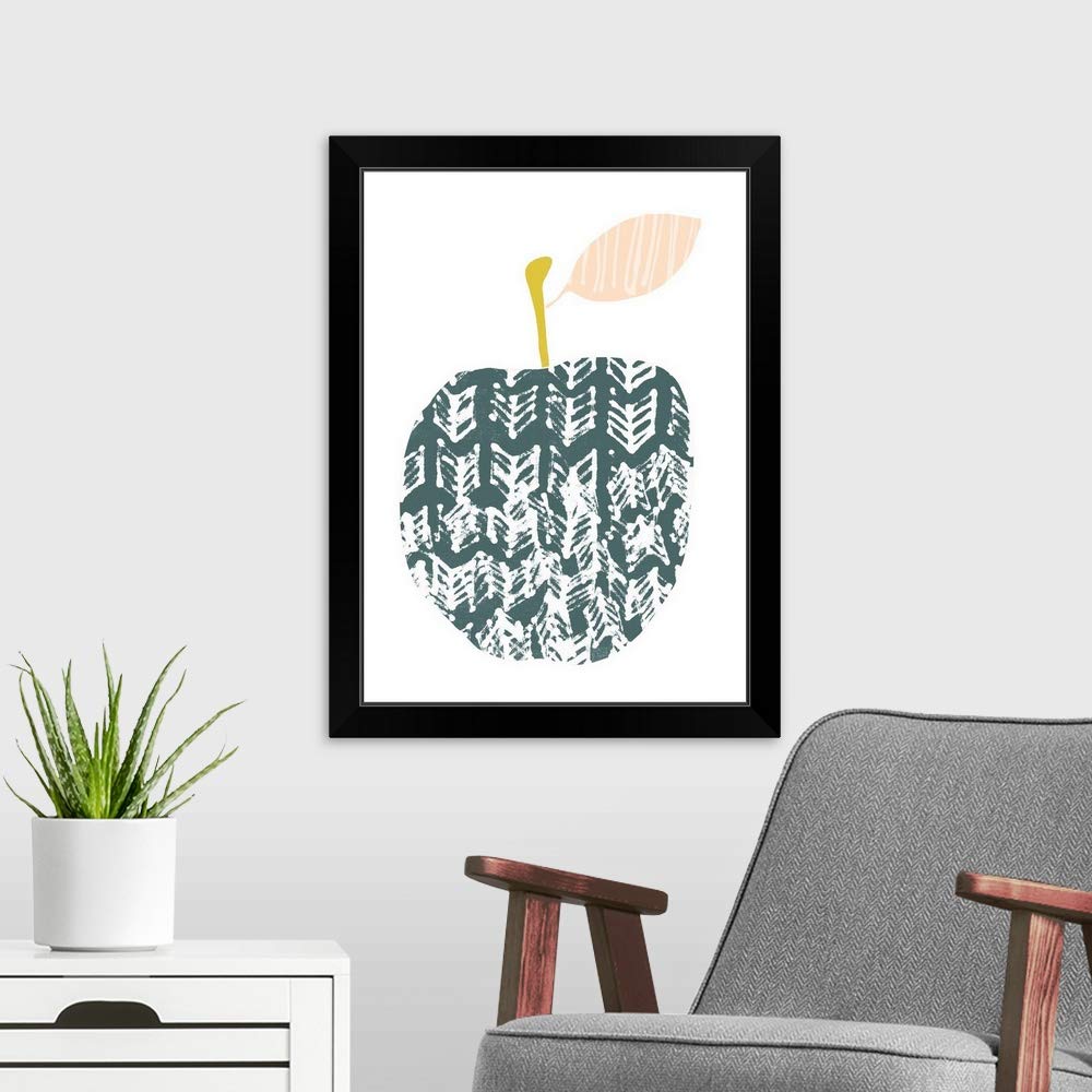 Black Framed Cut Paper Fruit II Art Print - Apple Artwork for Home & Office Decor | Perfect for Living Room, Bedroom, or Kitchen Wall Art